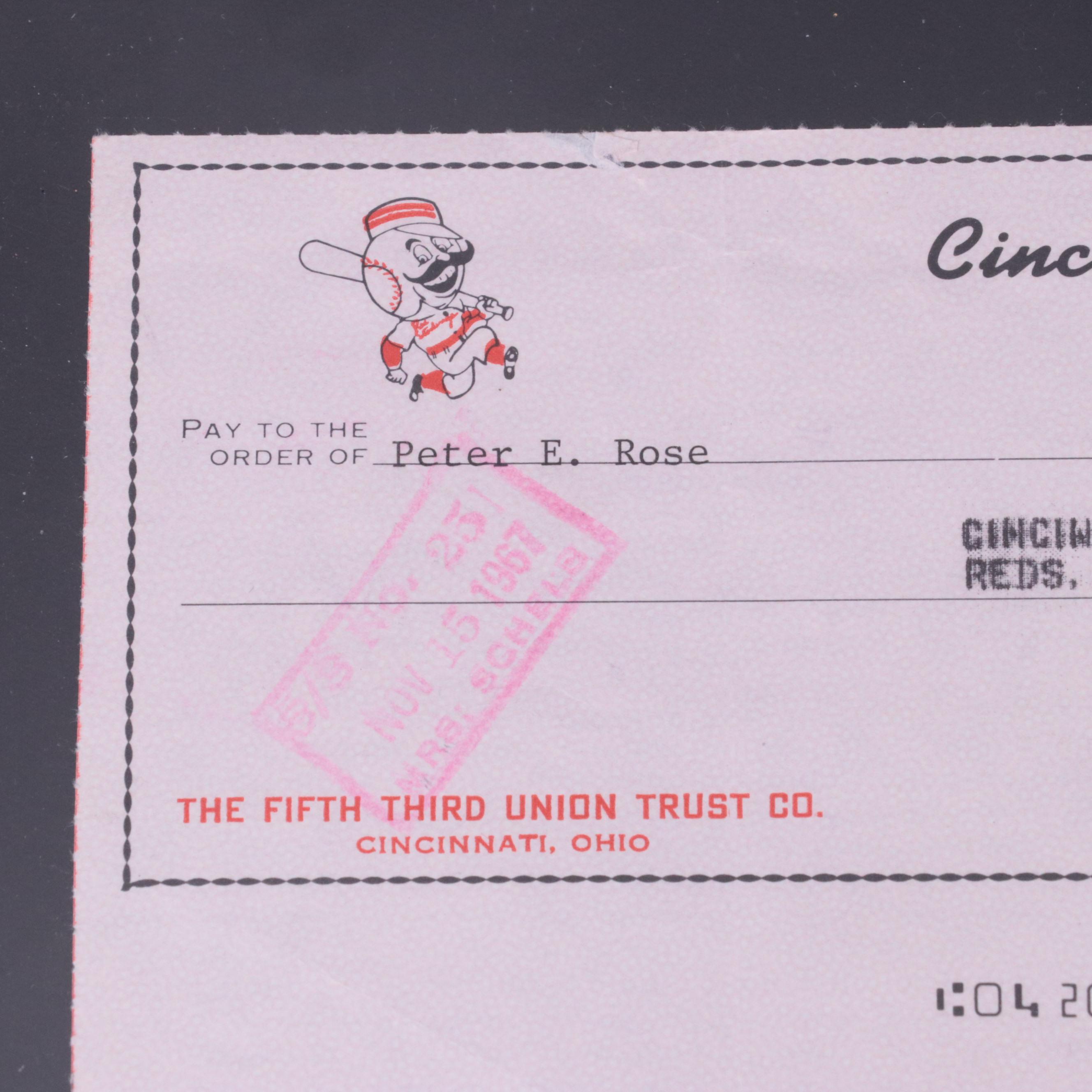 Two Vintage Cincinnati Reds Checks for Members of the Big Red Machine