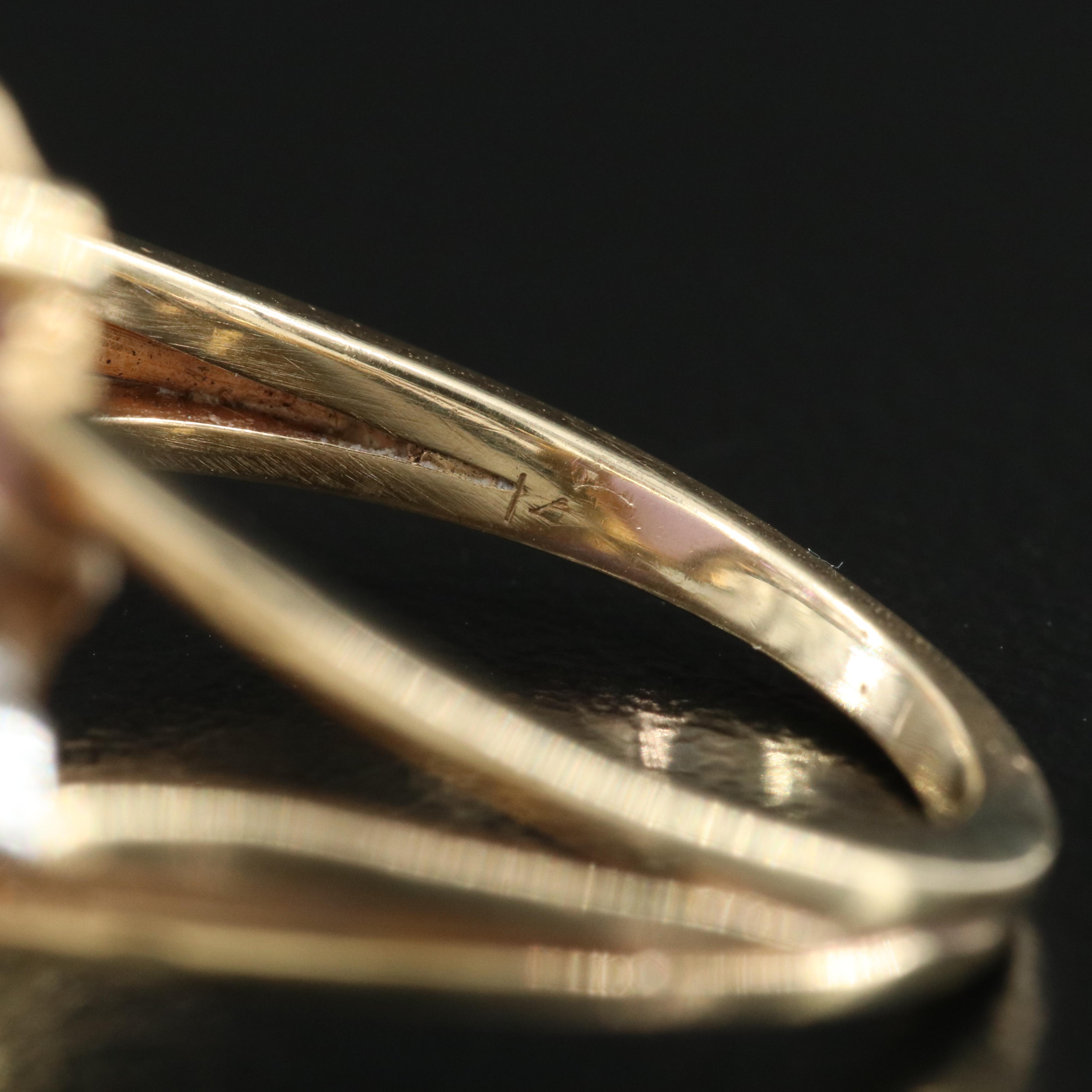 14K Jadeite, Diamond and Amethyst Ring