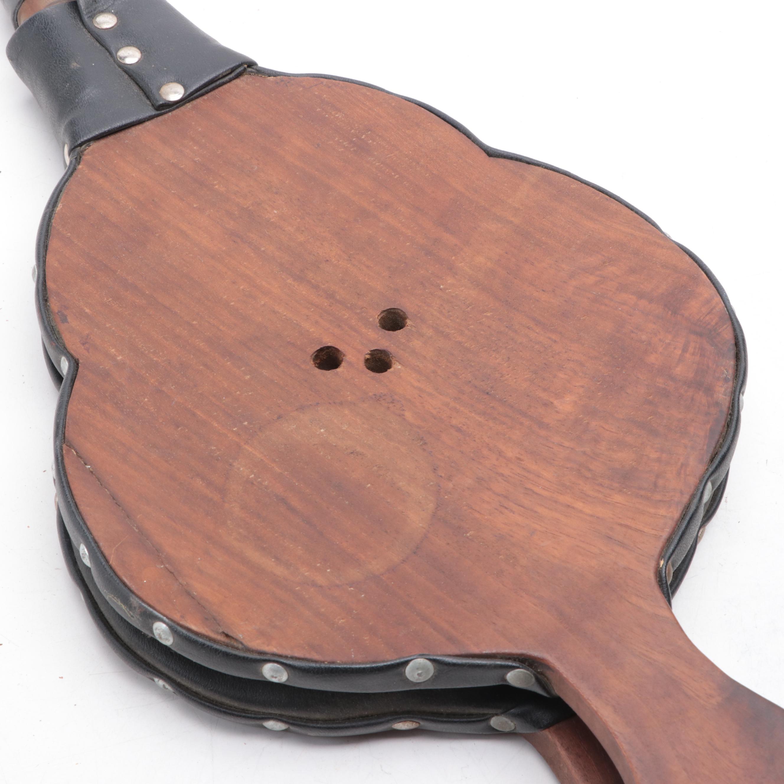 Cast Iron Fireplace Andirons, Bellows and Ammunition Crate