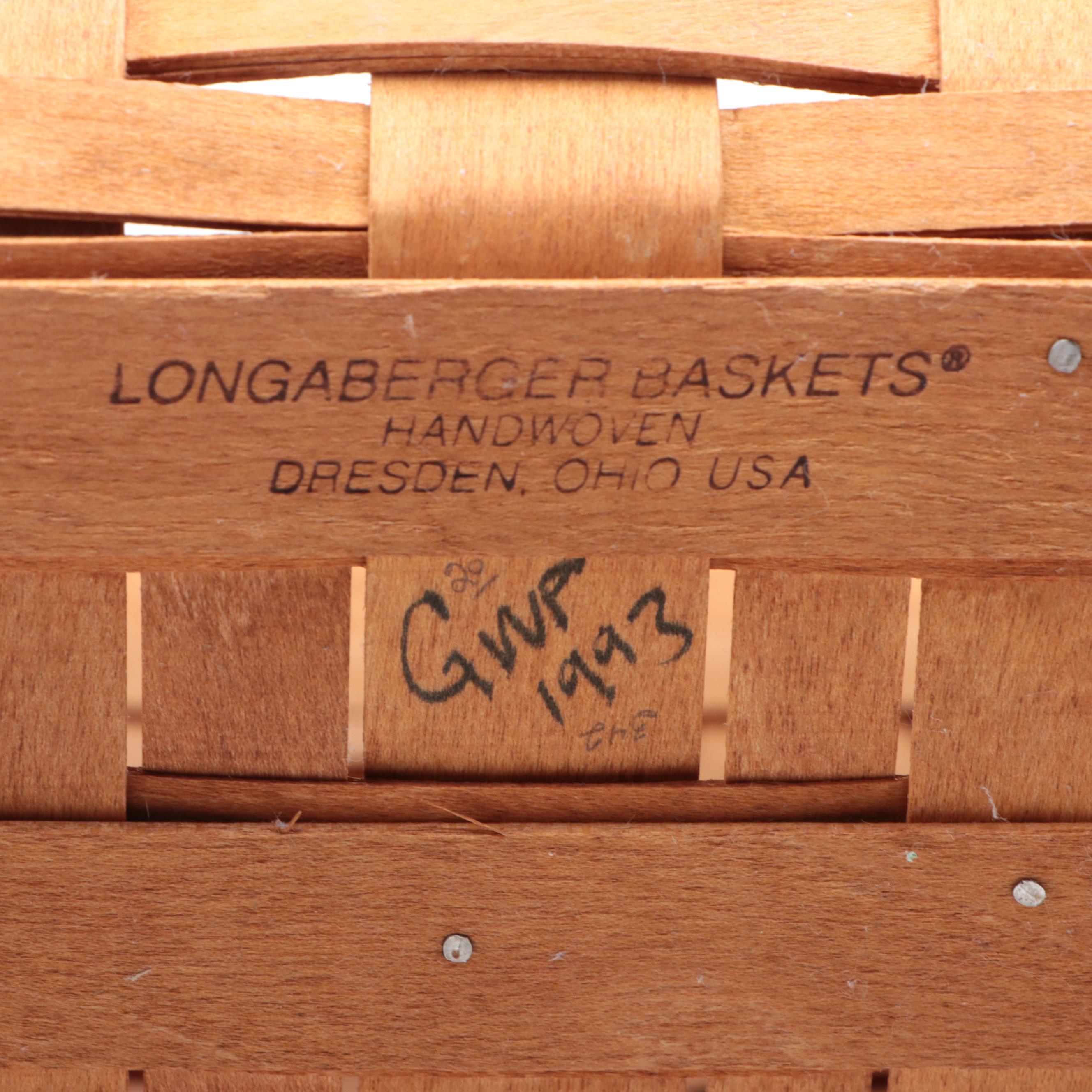 Longaberger Handmade Woven Maple Baskets, 1990s