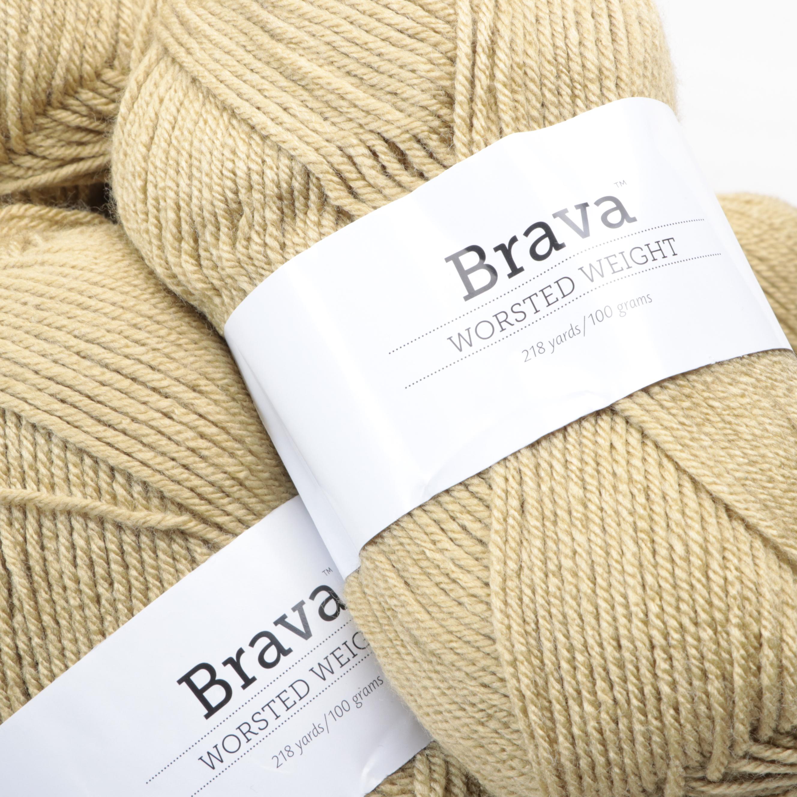 Brava Worsted Weight "Fig" Skeins of Yarn, Knitting Needles and Baskets