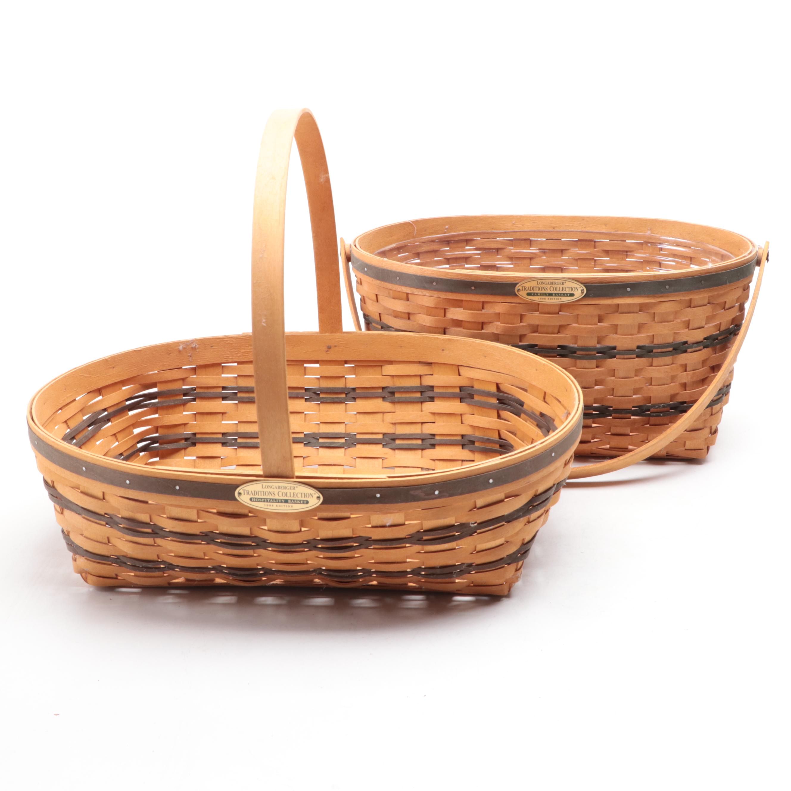 Longaberger Traditions Collection "Family" and "Hospitality" Handwoven Baskets