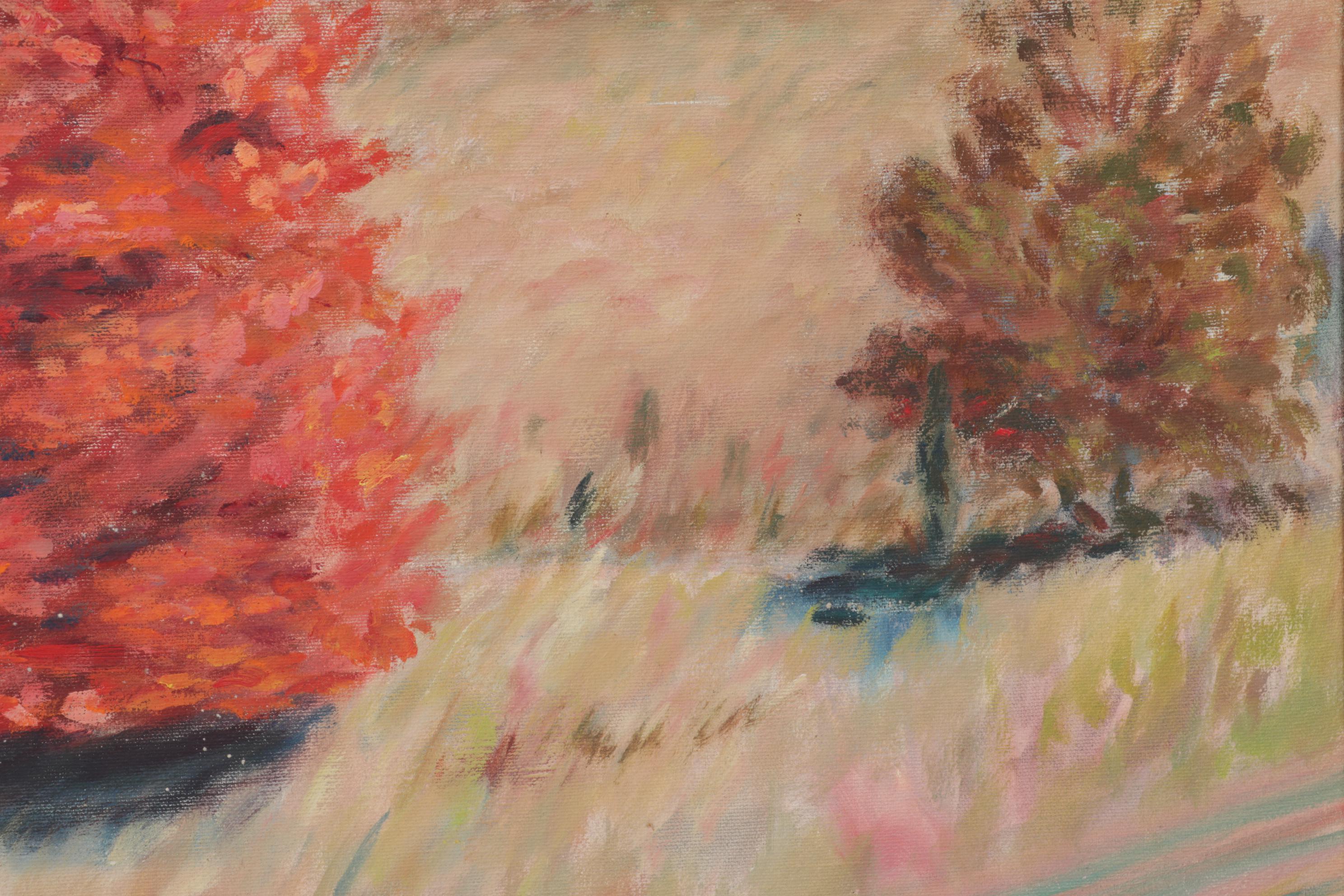 Henry Mog Pastoral Landscape Oil Painting, Circa 1965