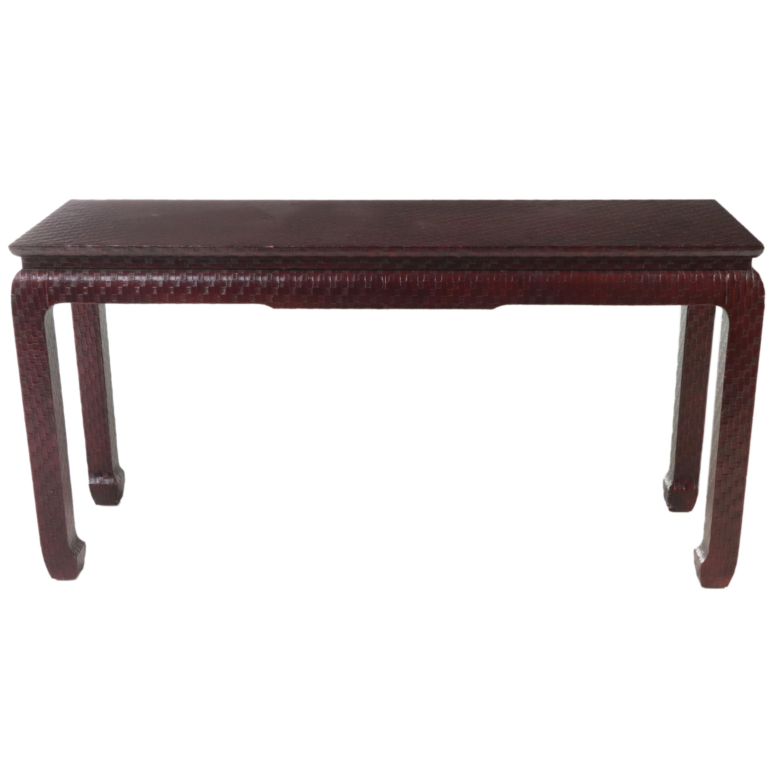 Baker Furniture Linen Covered Chinese Style Console Table