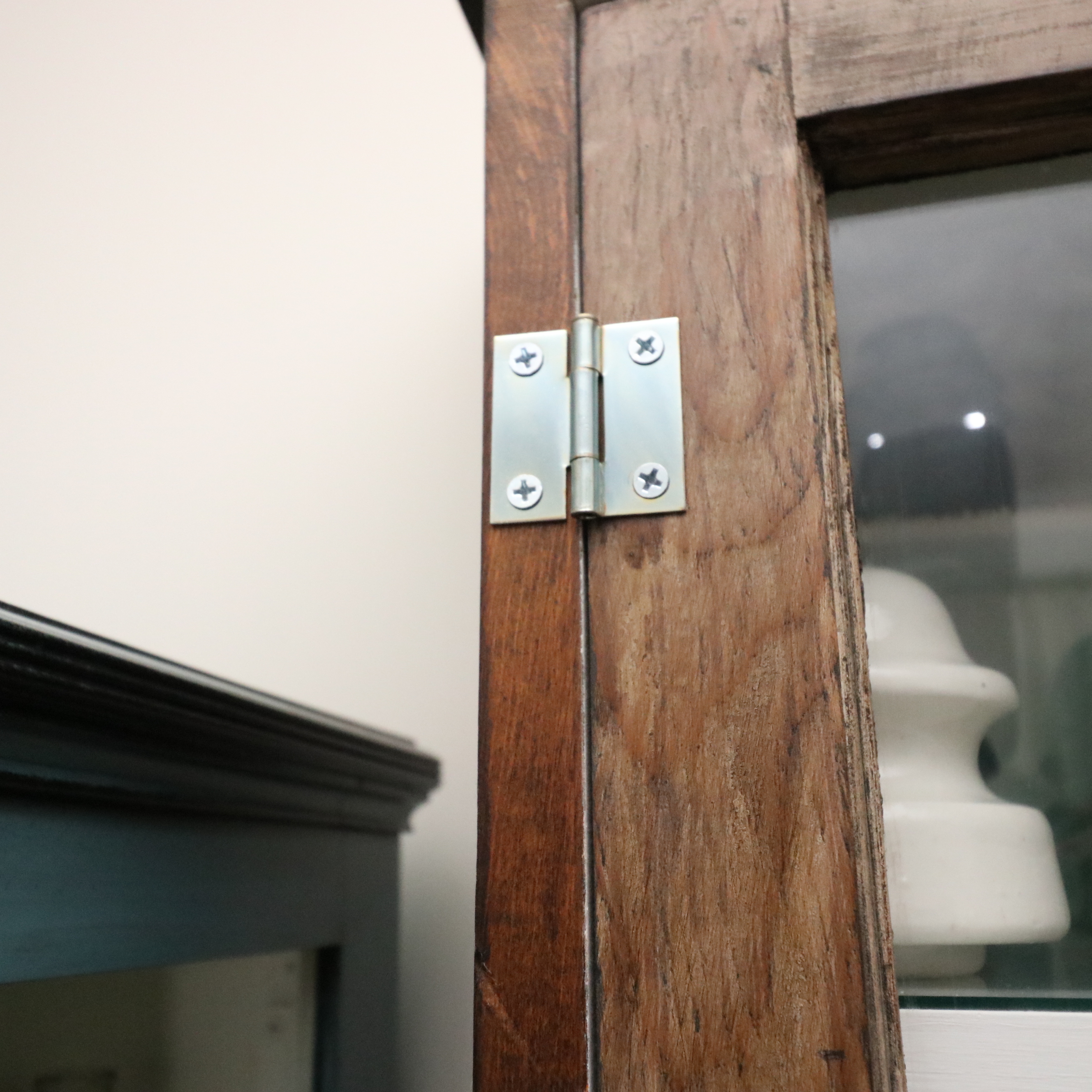 Handcrafted Curio Cabinet Featuring an Insulator Collection