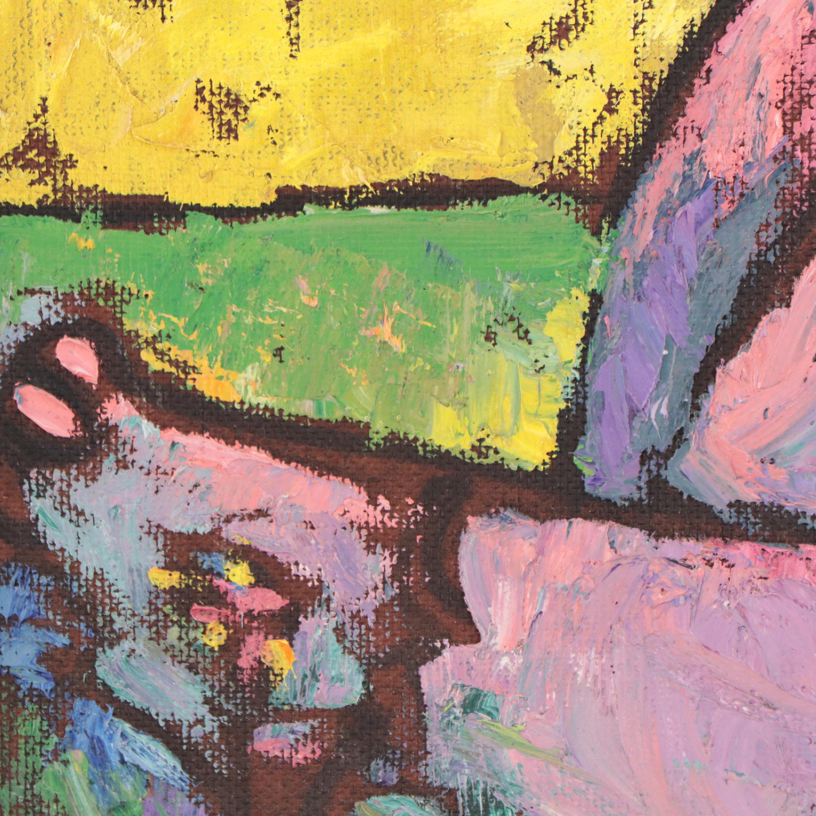 H. Ray Baker Surreal Oil Painting of Elephant and Bird