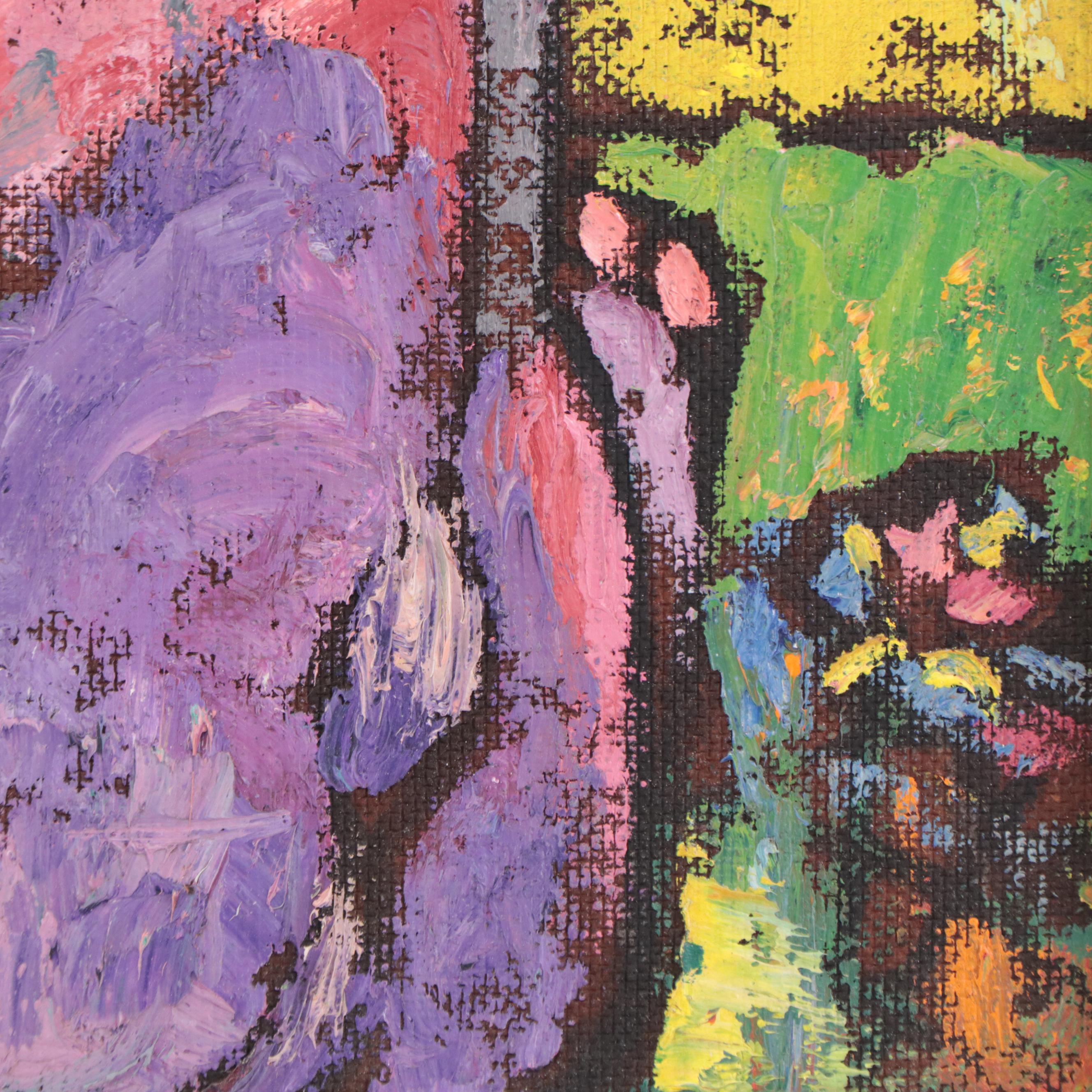 H. Ray Baker Surreal Oil Painting of Elephant and Bird