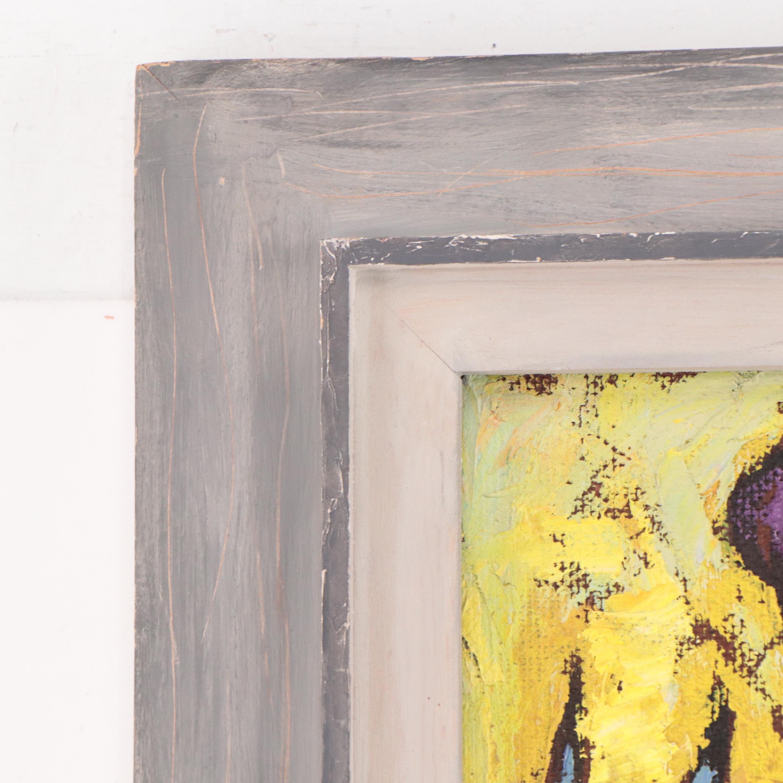 H. Ray Baker Surreal Oil Painting of Elephant and Bird