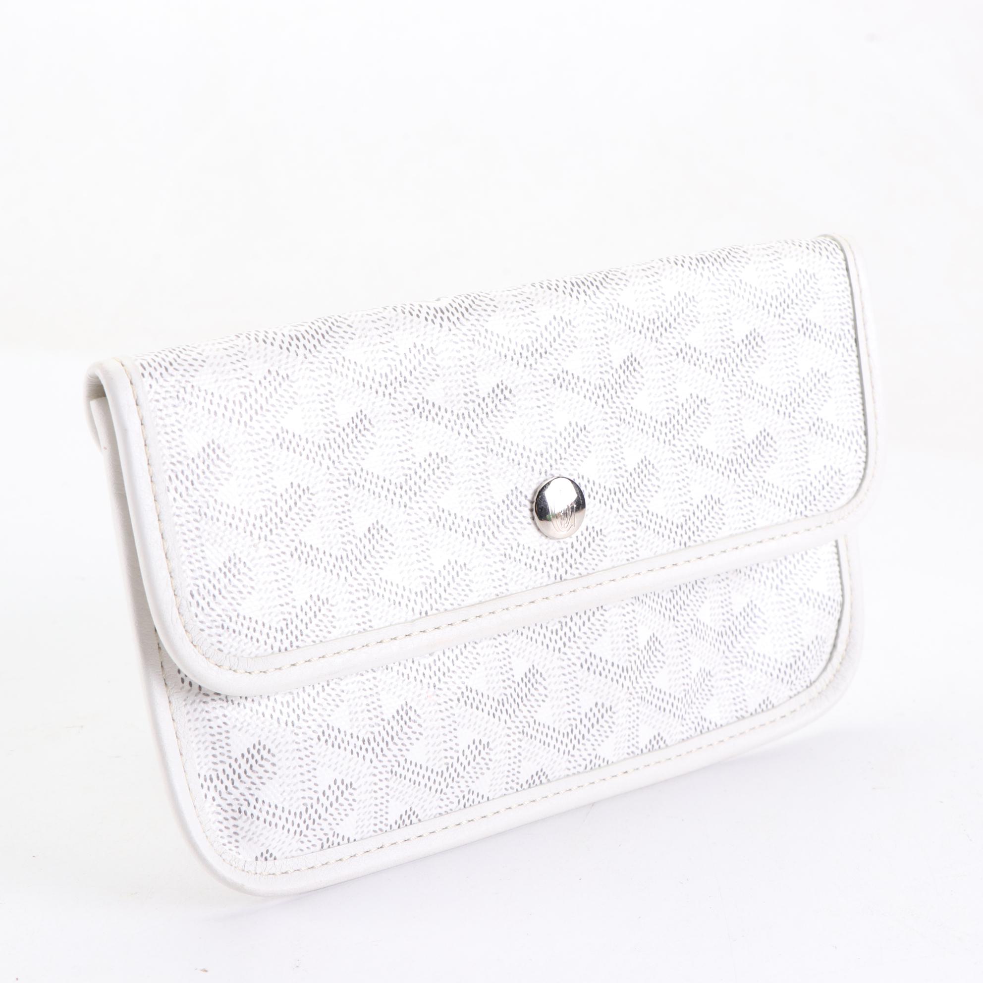 Goyard Saint Louis Pouch in White Goyardine Coated Canvas
