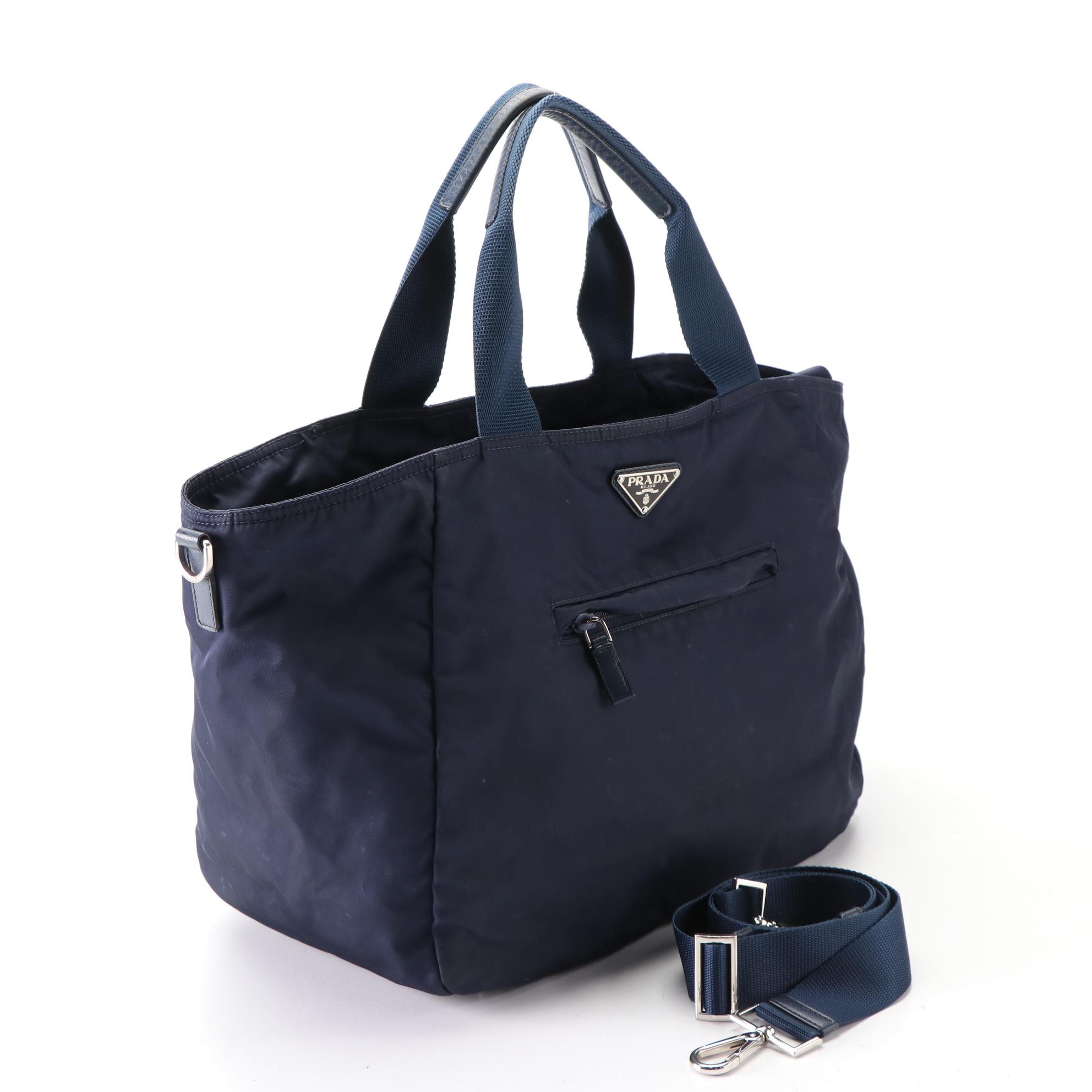 Prada Two-Way Tote in Navy Blue Tessuto Nylon