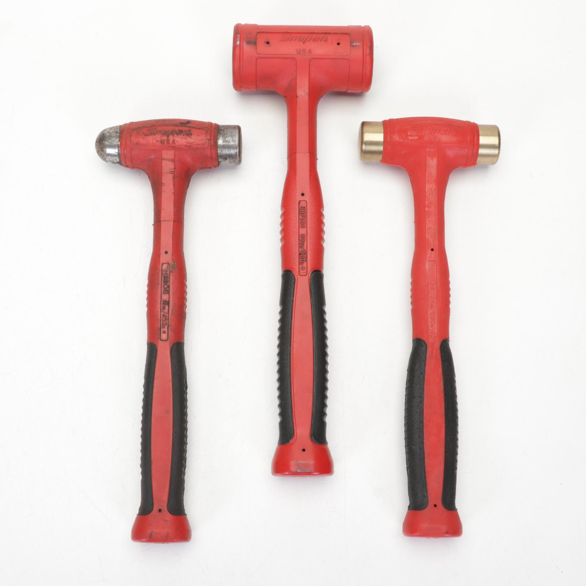Snap-on and Other Plastic, Wood, and Metal Mallets and Ball Peen Hammers