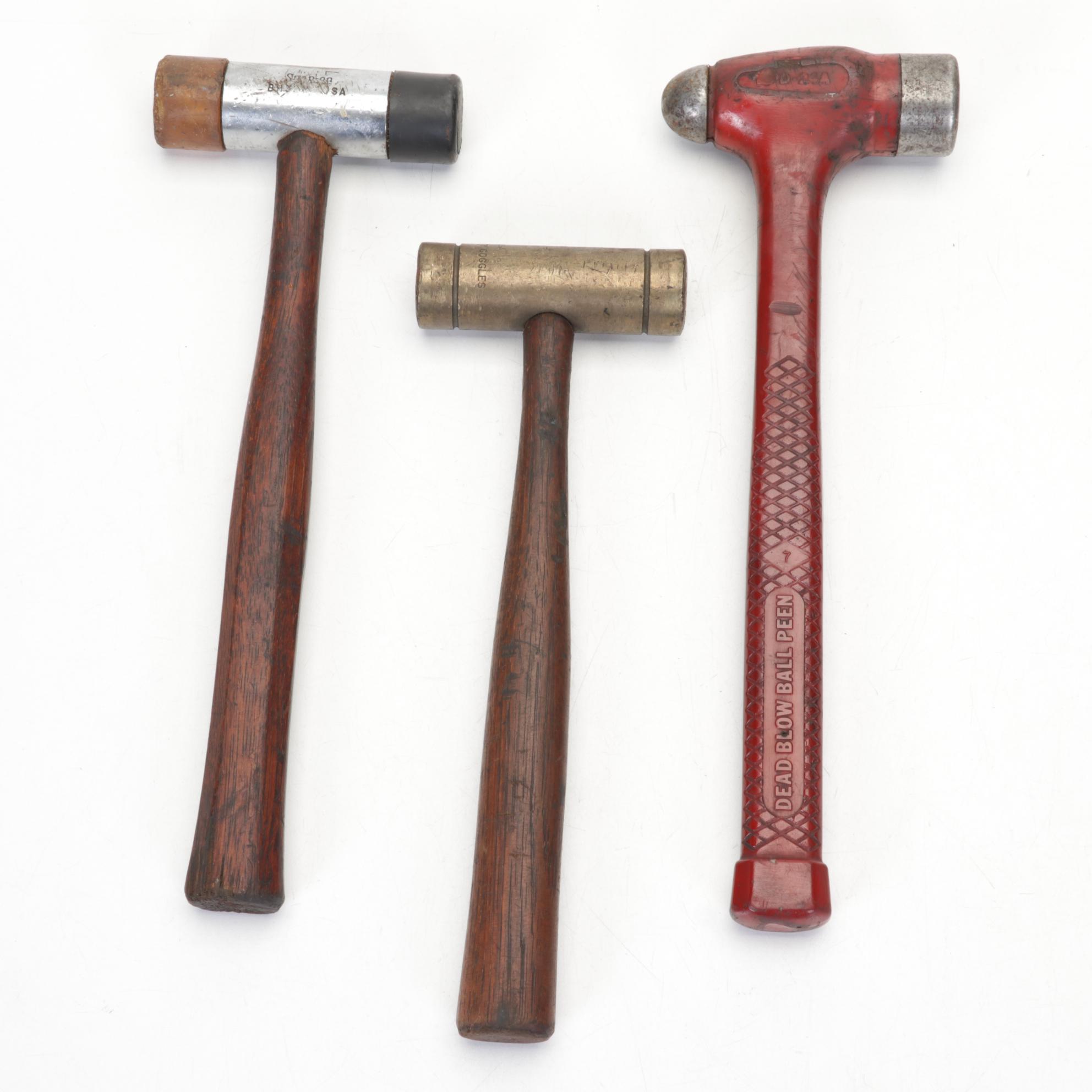 Snap-on and Other Plastic, Wood, and Metal Mallets and Ball Peen Hammers