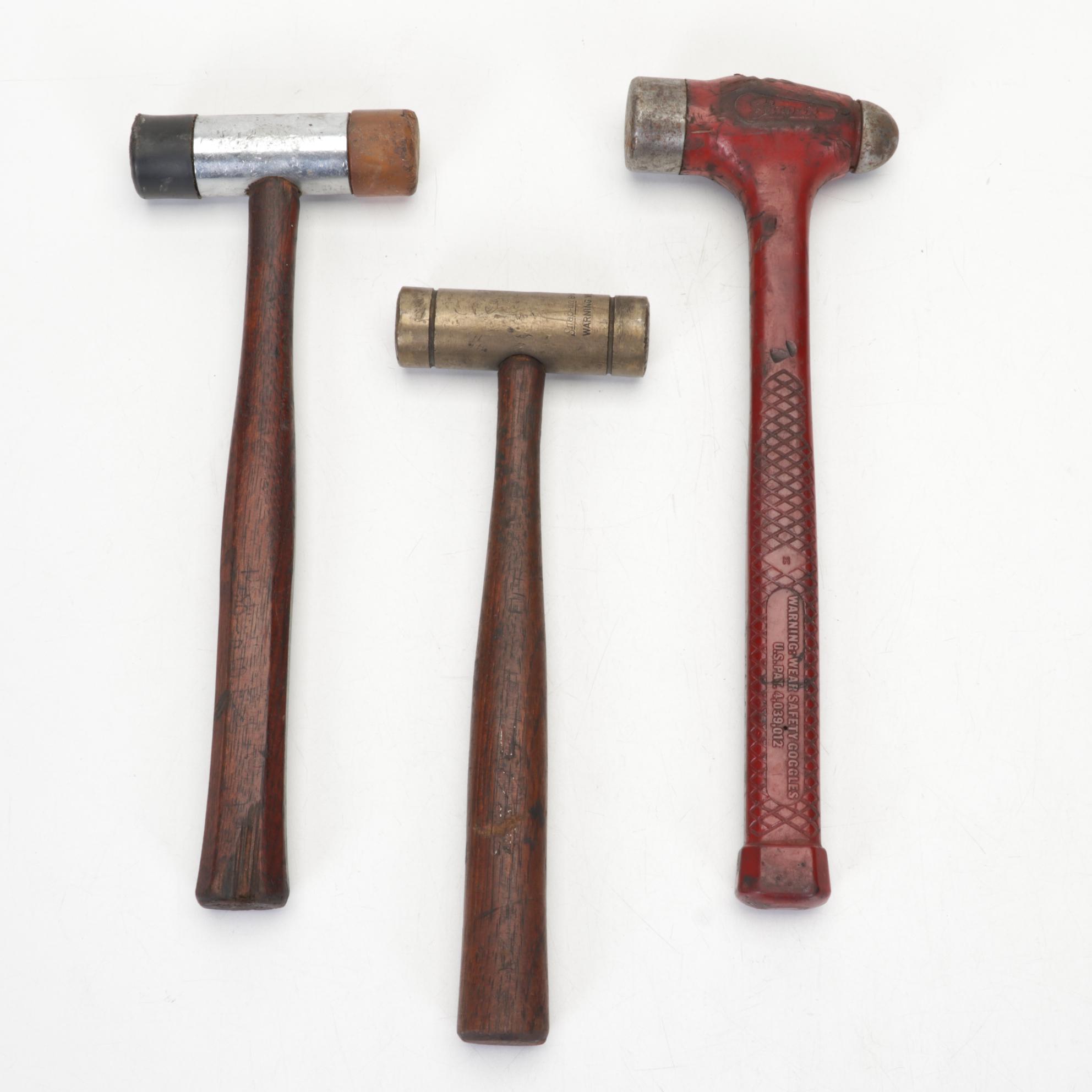 Snap-on and Other Plastic, Wood, and Metal Mallets and Ball Peen Hammers