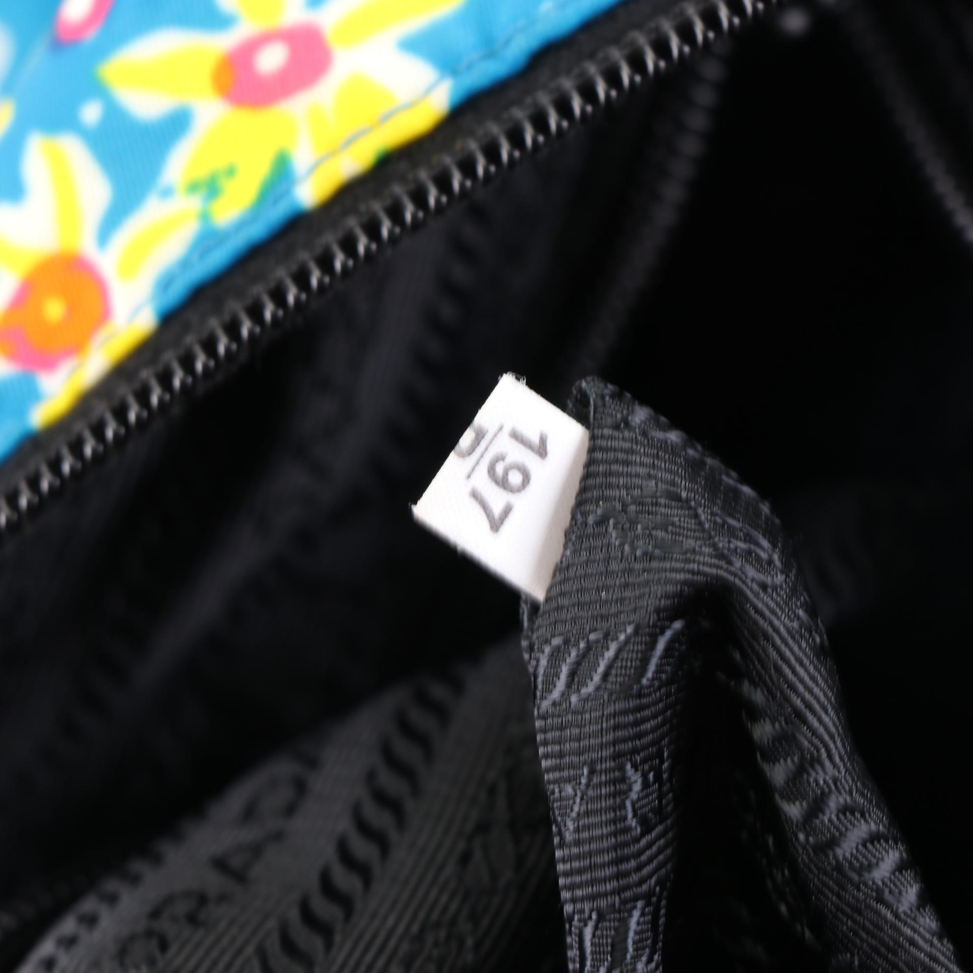 Prada Two-Way Tote in Floral Print Nylon with Saffiano Leather Trim