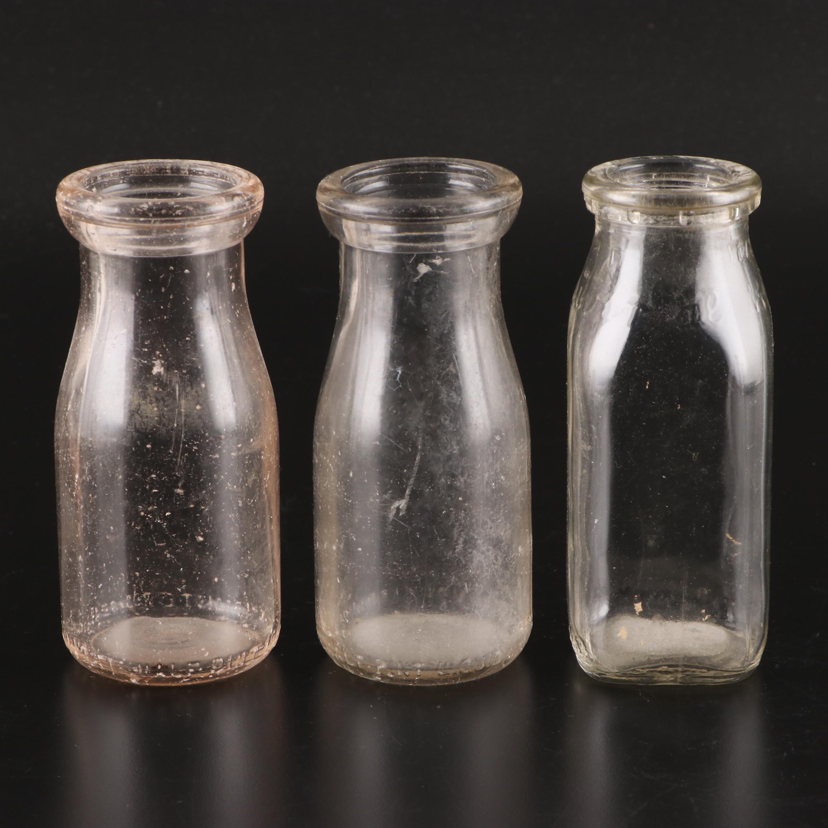 Horlick's Malted Milk Glass Jar with Milk Bottles, Glasses, and Small Jars