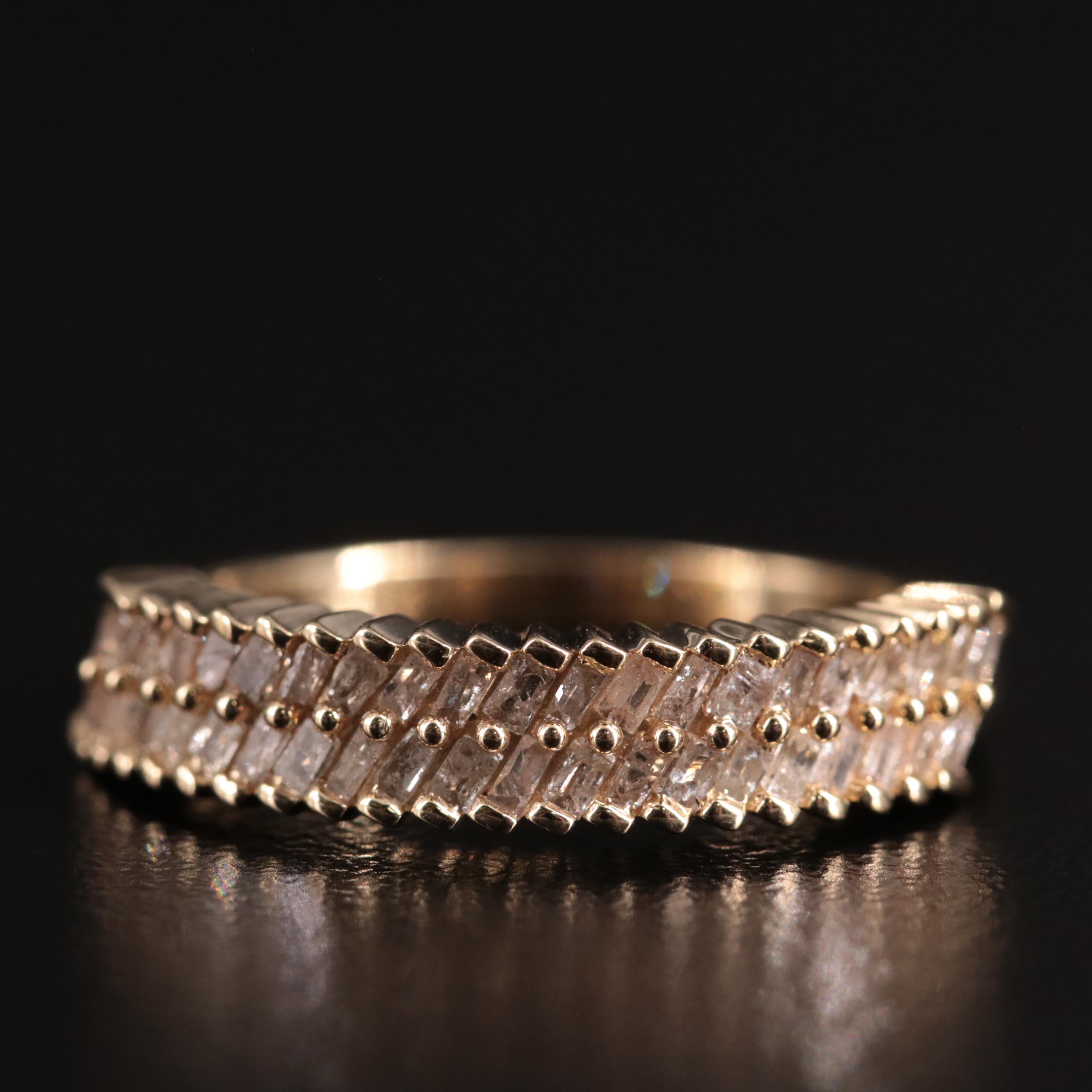 Sterling Two Row Diamond Ring