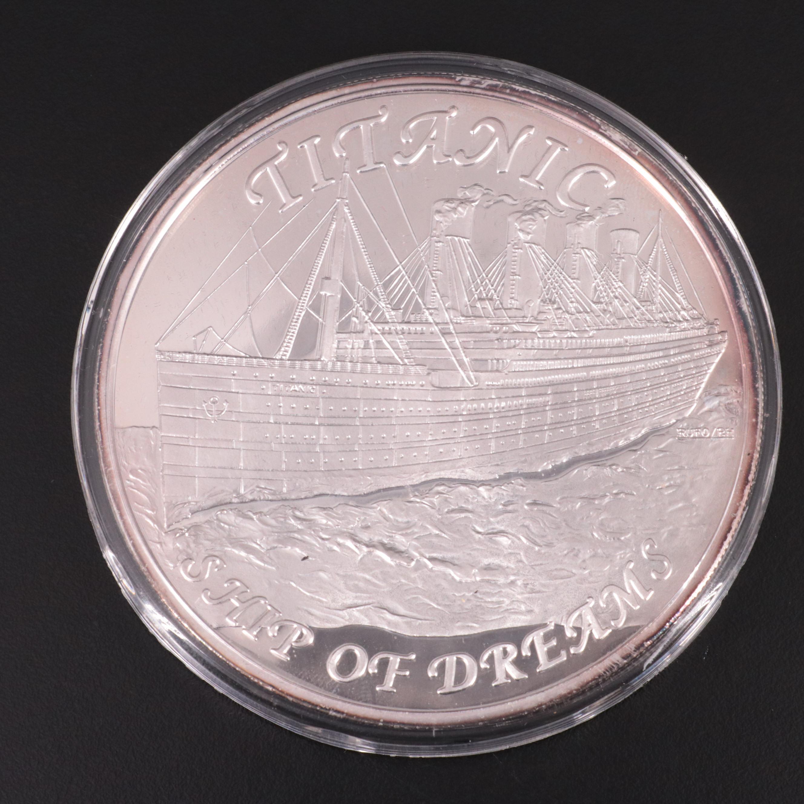 Half Troy Pound Silver Bullion Round Commemorating the Titanic