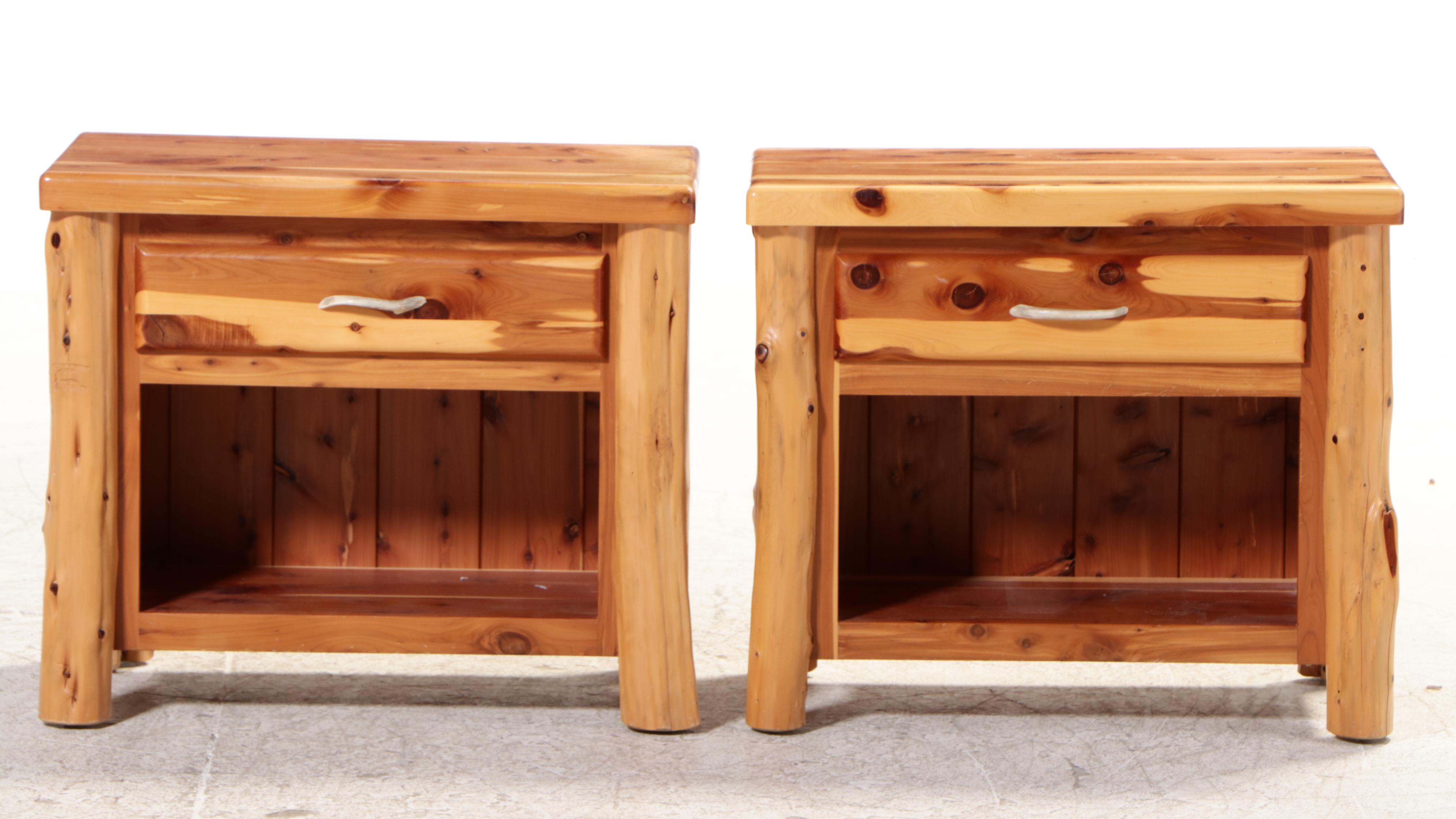 Amish Rustic Cedar Bedside Tables