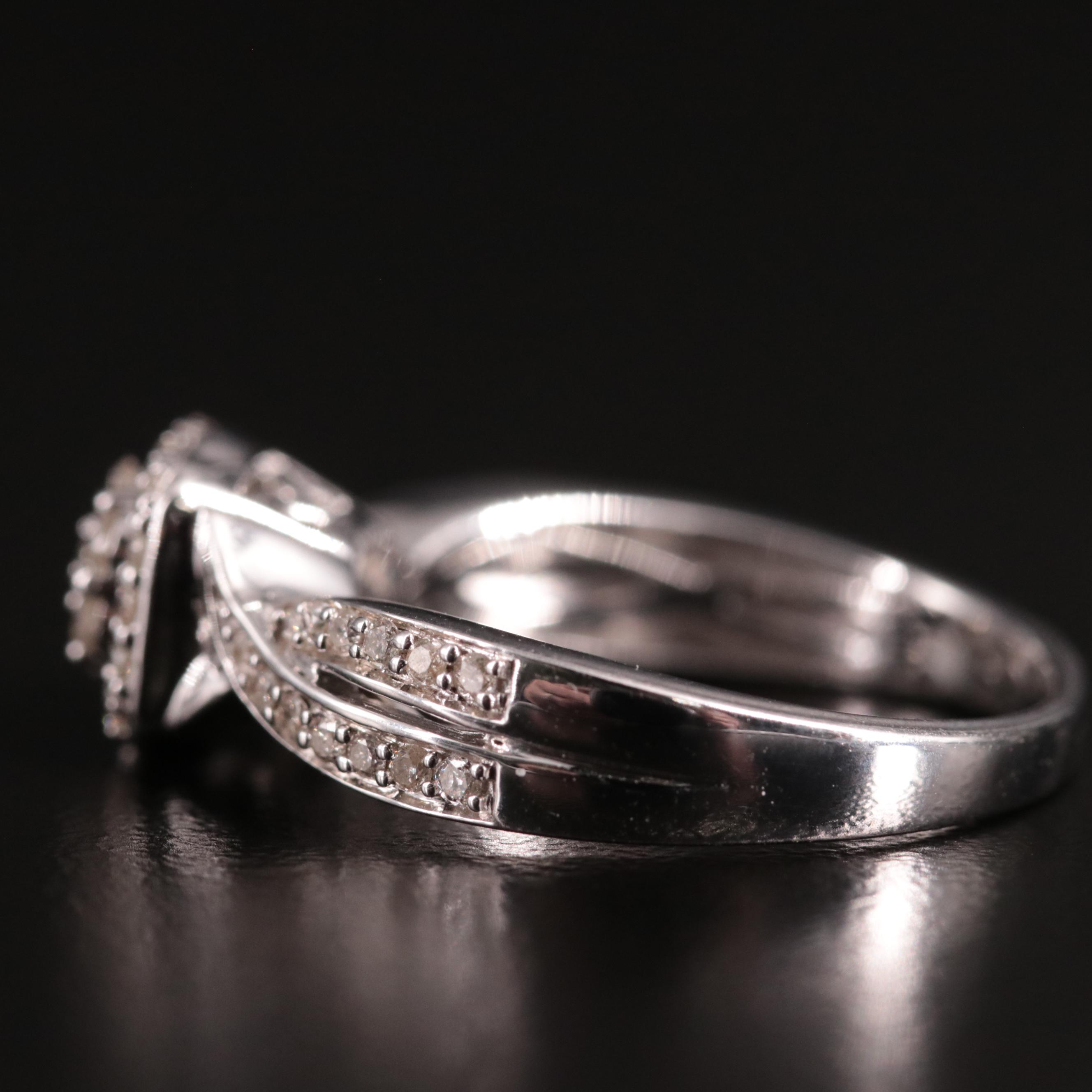 Sterling Diamond Cluster Halo Ring