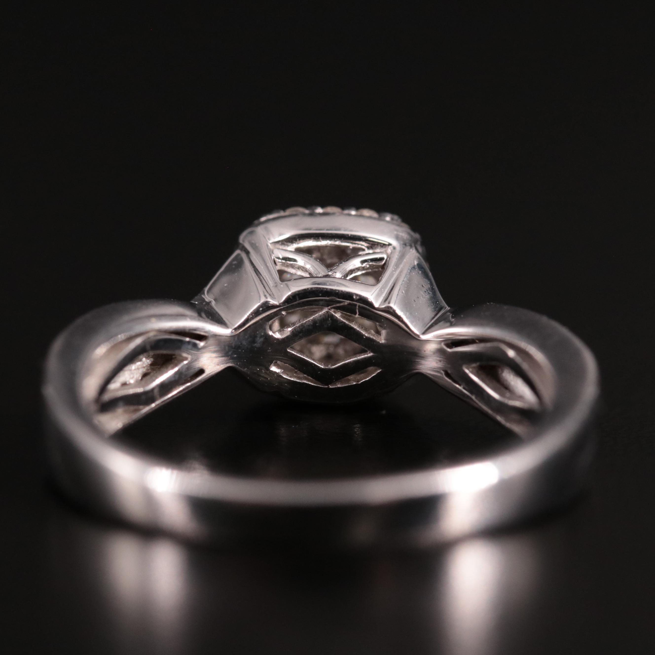 Sterling Diamond Cluster Halo Ring