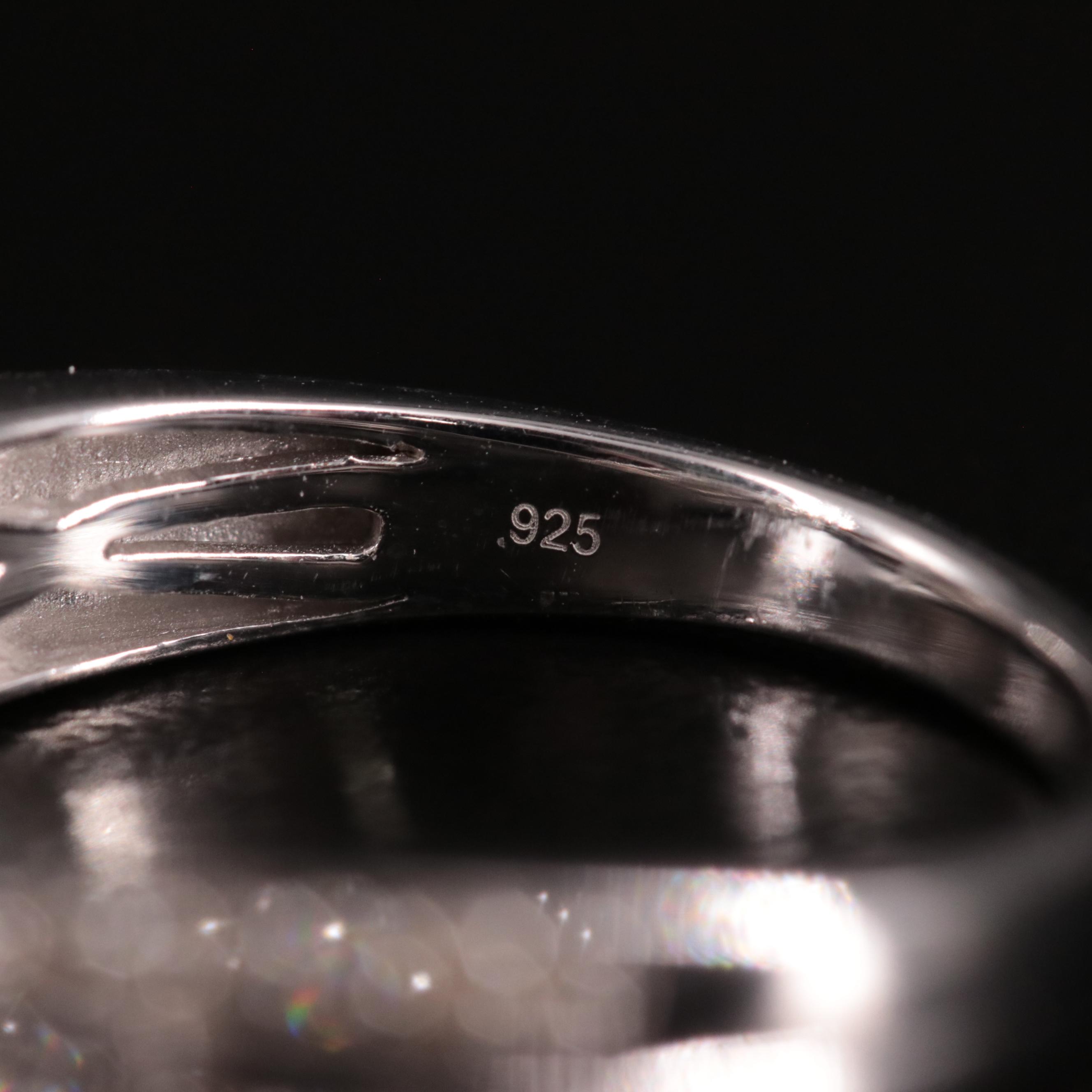 Sterling Diamond Cluster Halo Ring