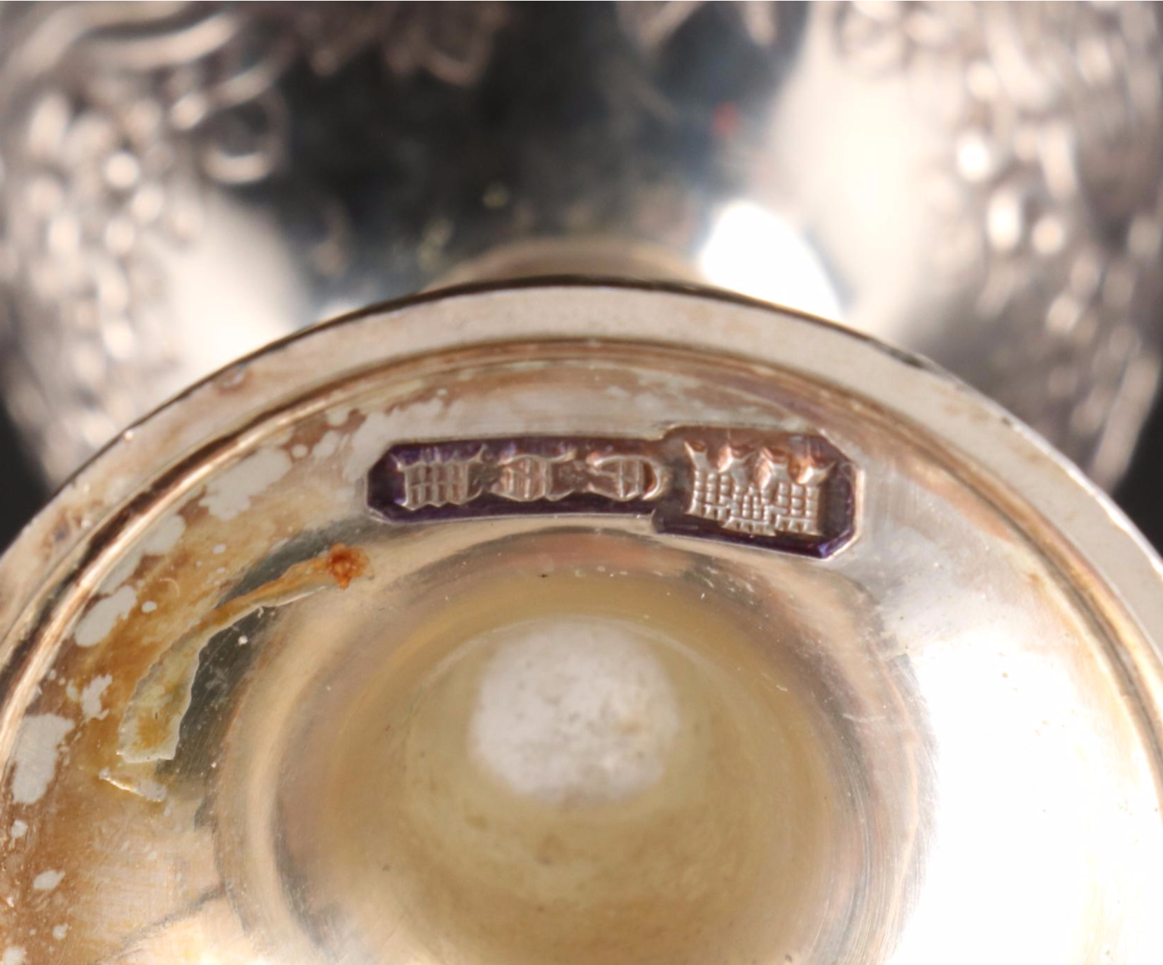 Rococo Style Silver Plate Cordial Glasses, Mid to Late 20th Century