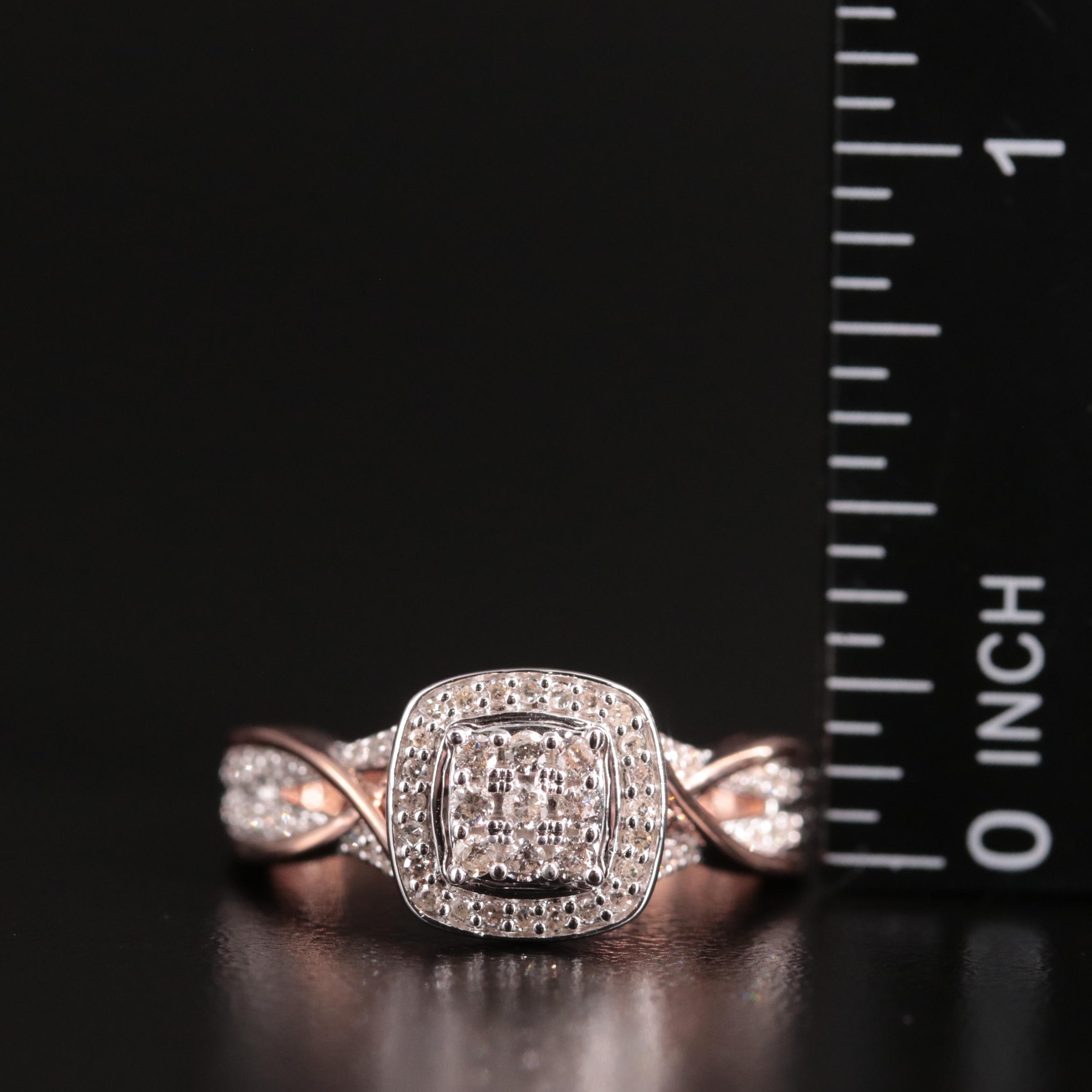 Sterling Diamond Cluster Halo Ring