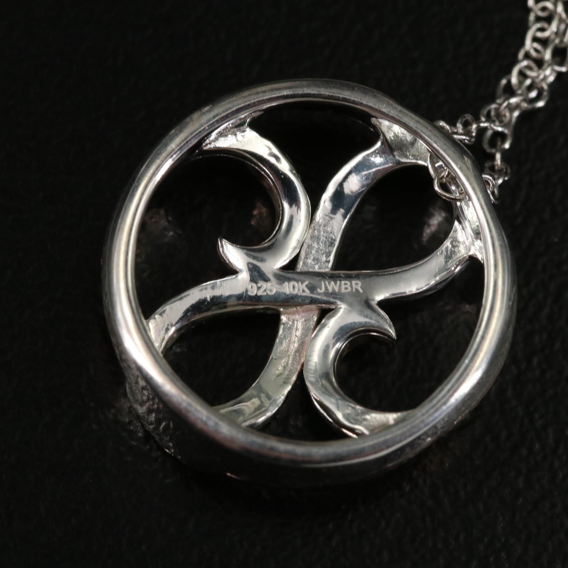 Sterling Diamond Infinity Symbol in Circle Pendant Necklace with 10K Accent