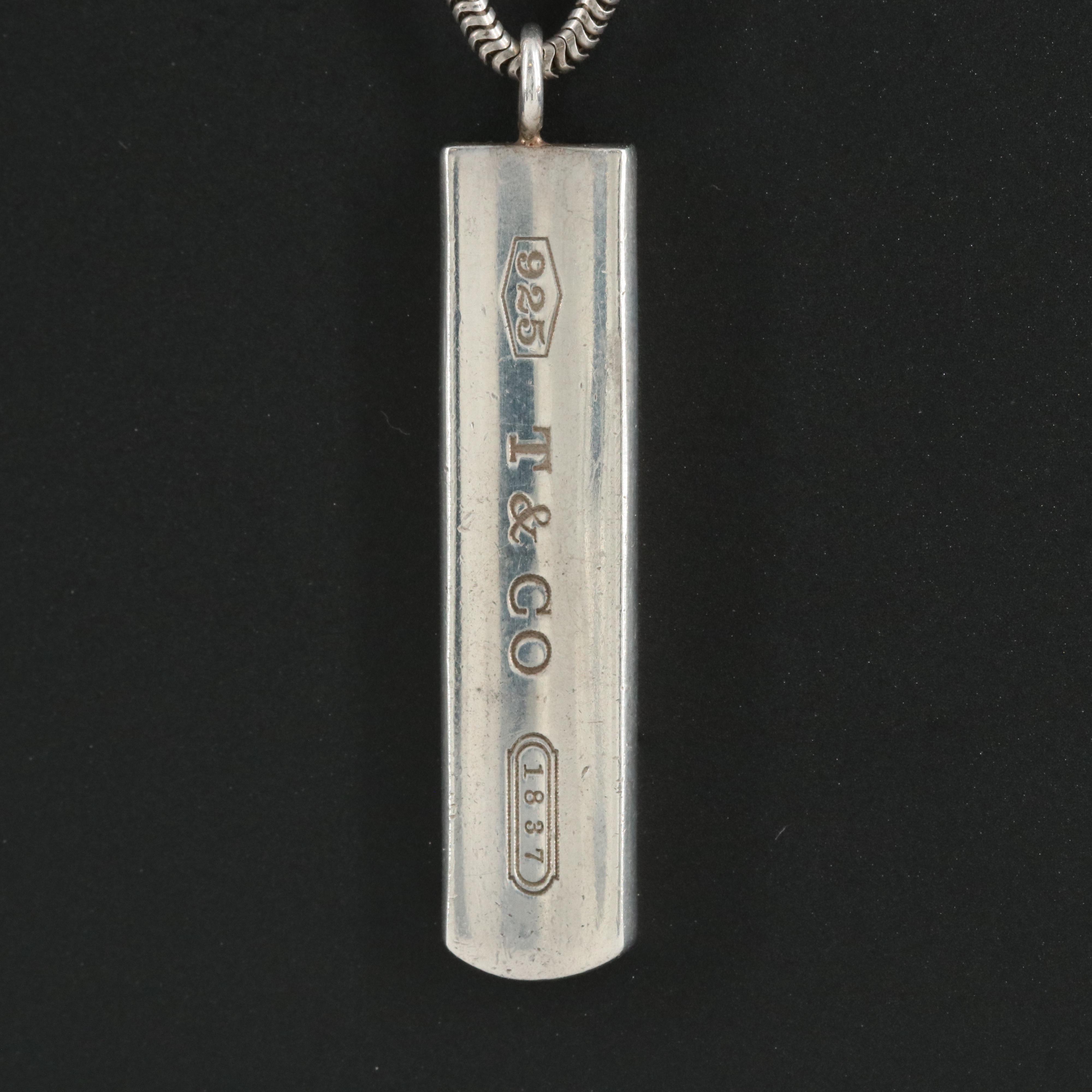 Tiffany & Co. "1837" Sterling Bar Pendant Necklace