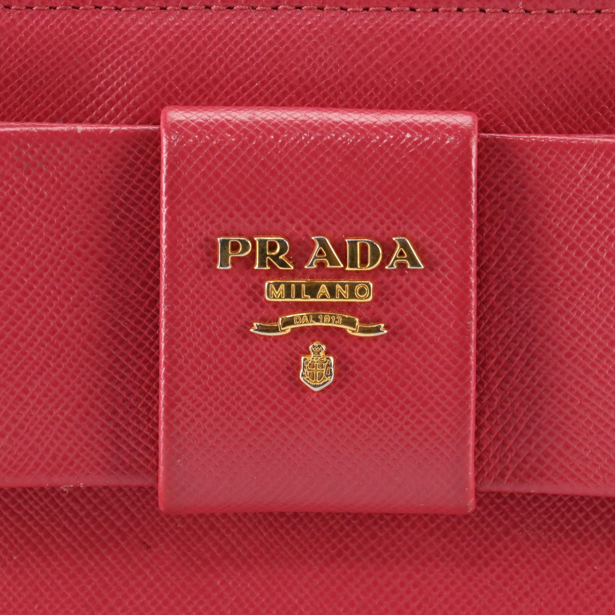 Prada Zip-Around Bow Wallet 1M0506 in Saffiano Leather