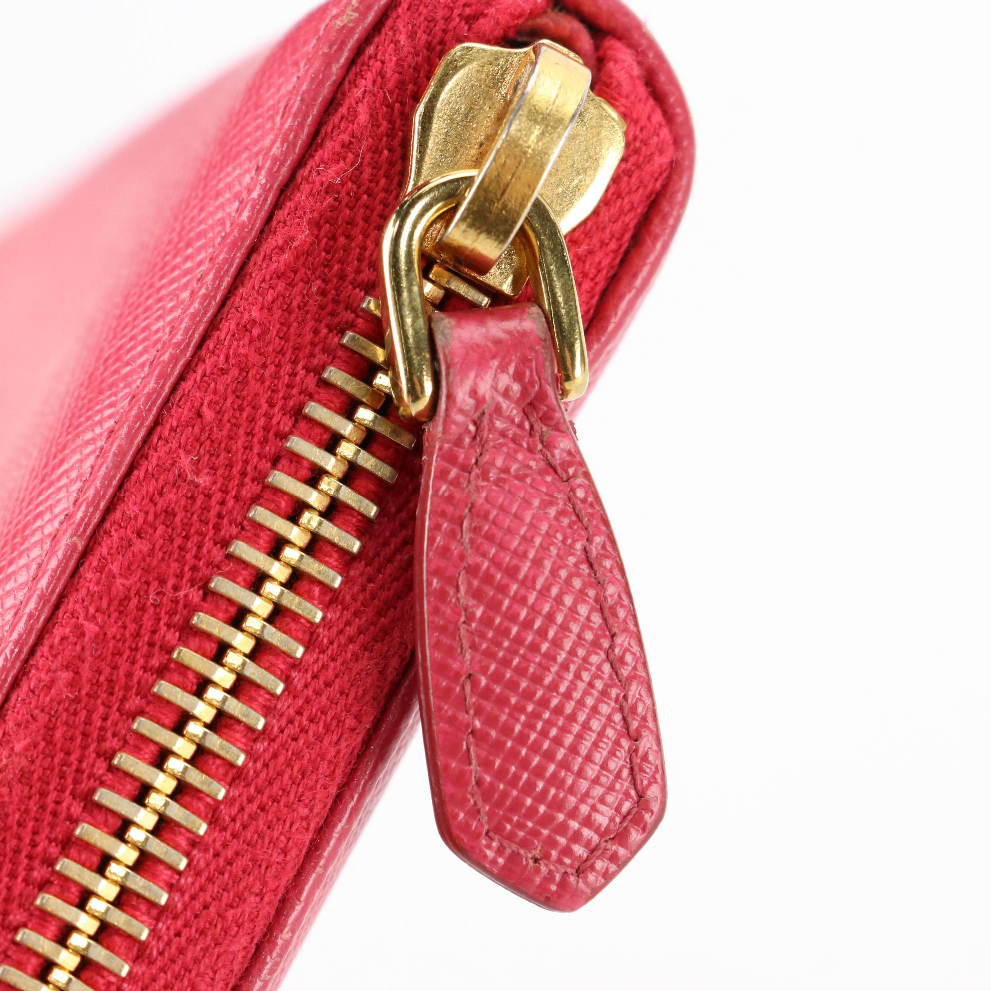 Prada Zip-Around Bow Wallet 1M0506 in Saffiano Leather