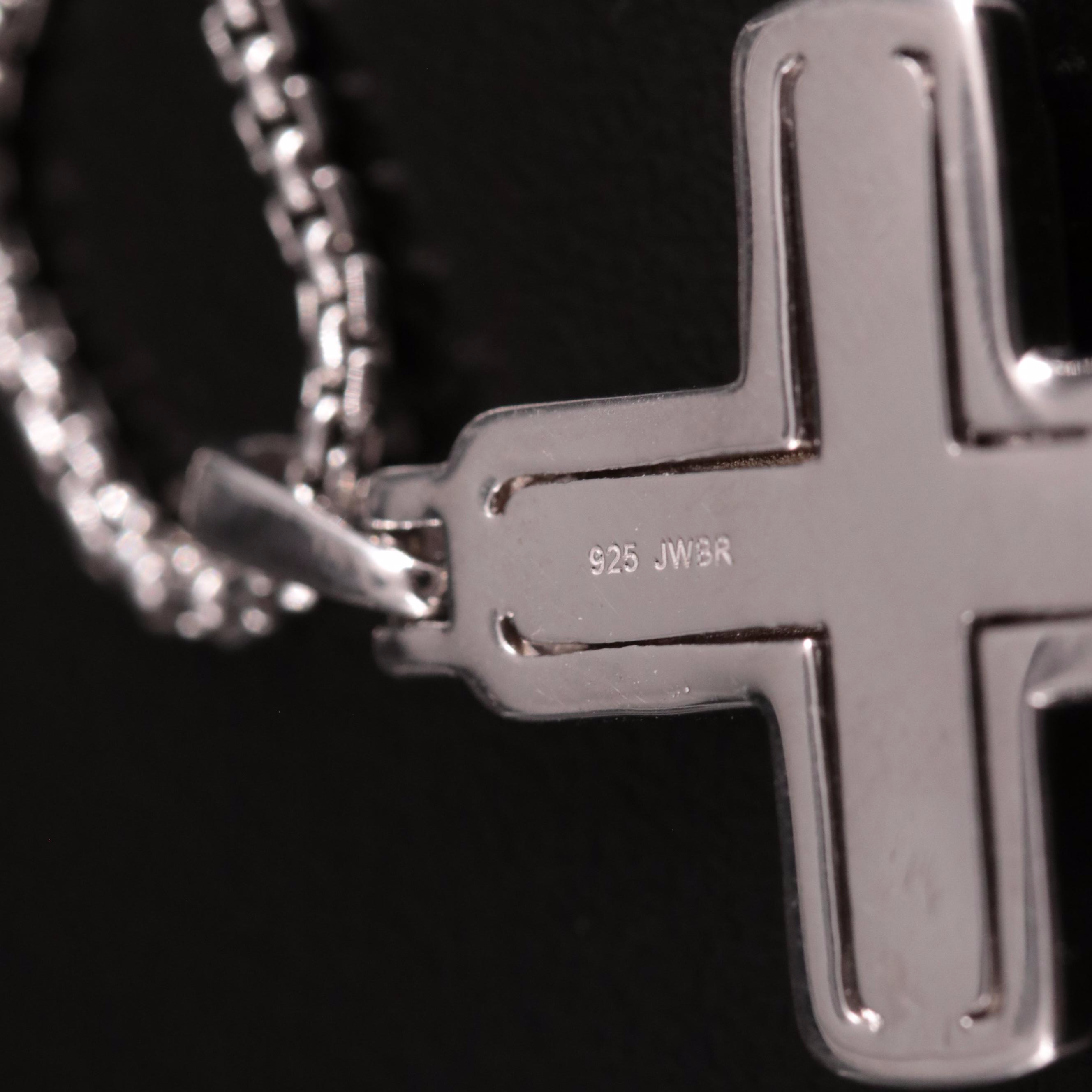Sterling Diamond Double Layer Cross Pendant Necklace