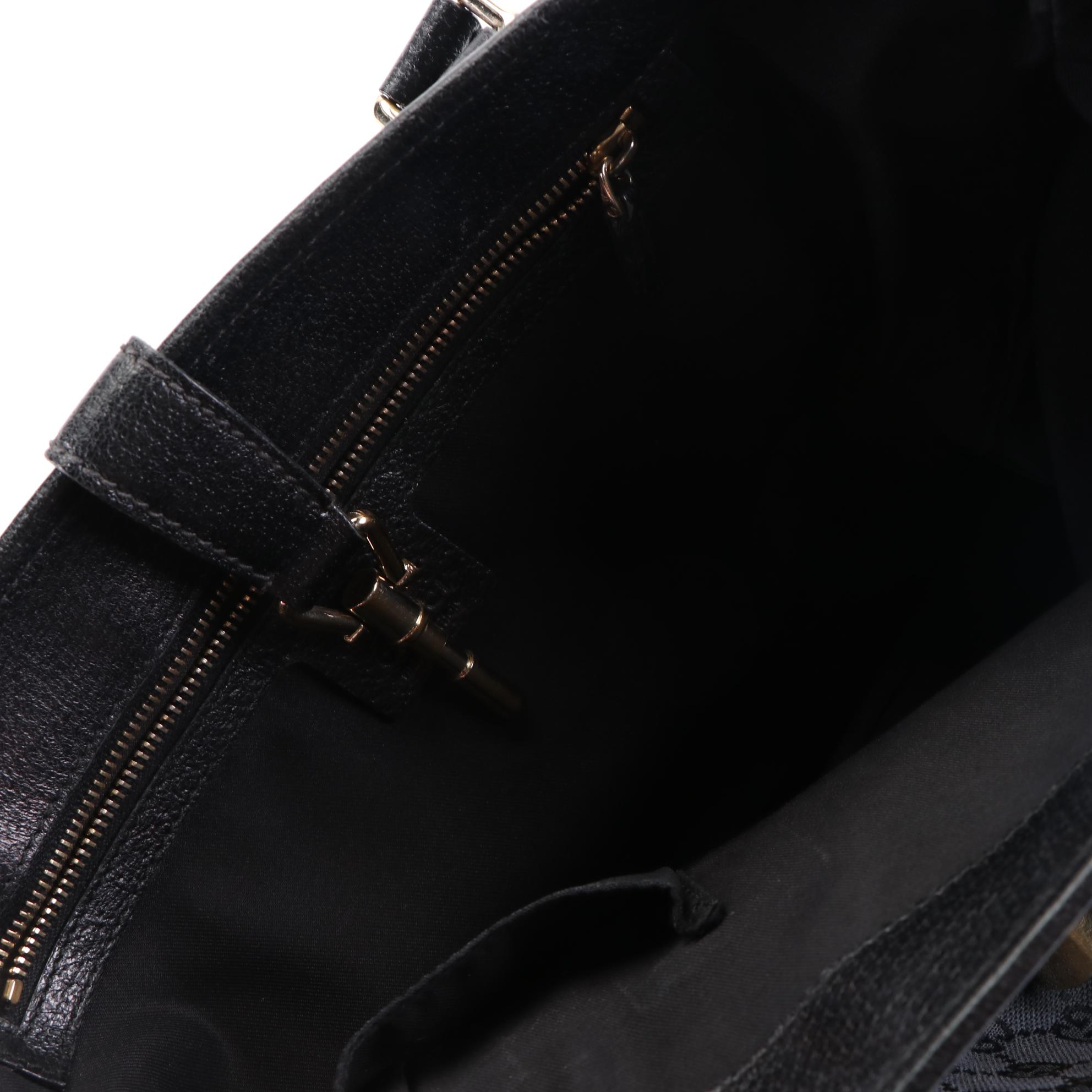 Gucci Piston Lock Tote in GG Canvas with Leather Trim