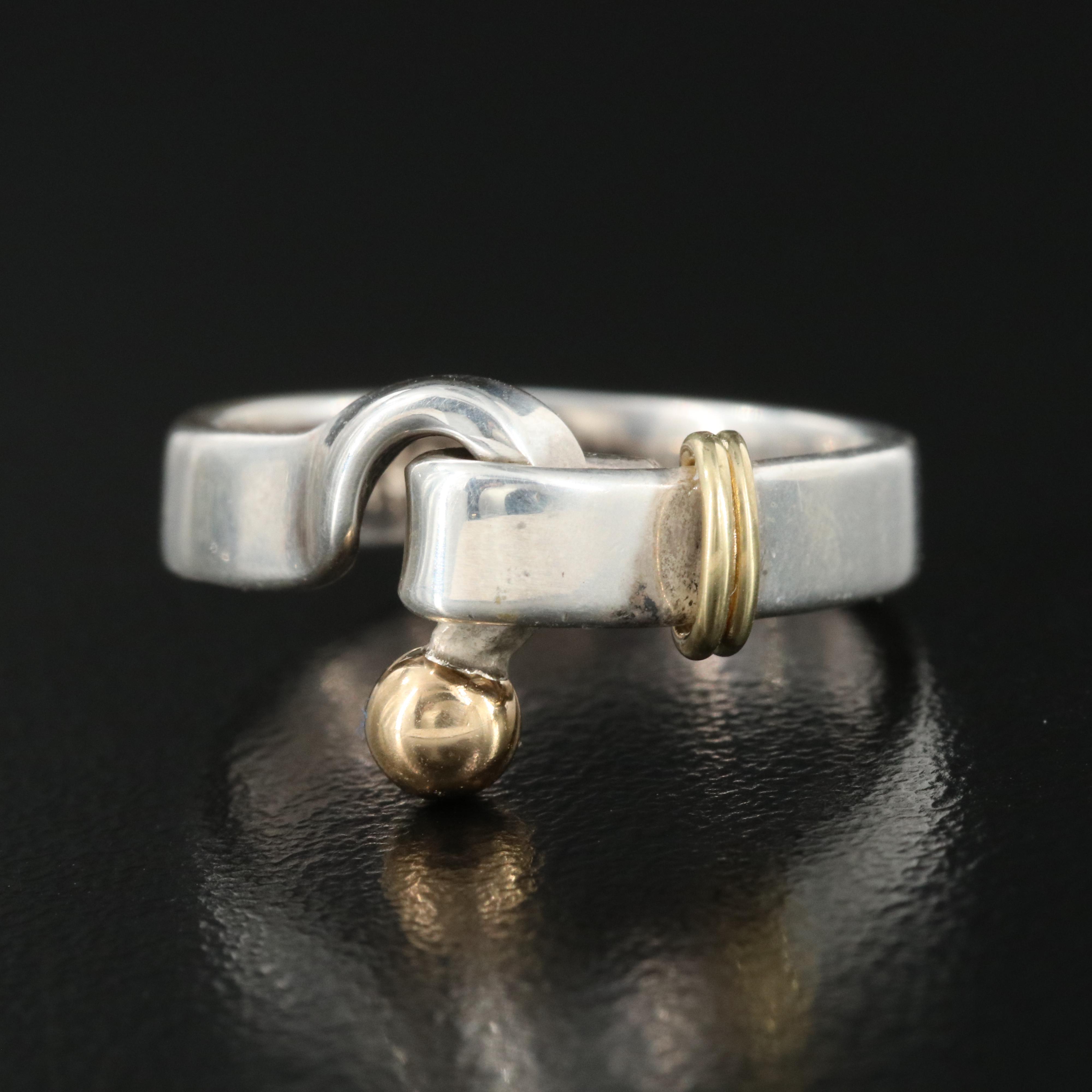 Tiffany & Co. Sterling Hook and Eye Ring with 18K Accents