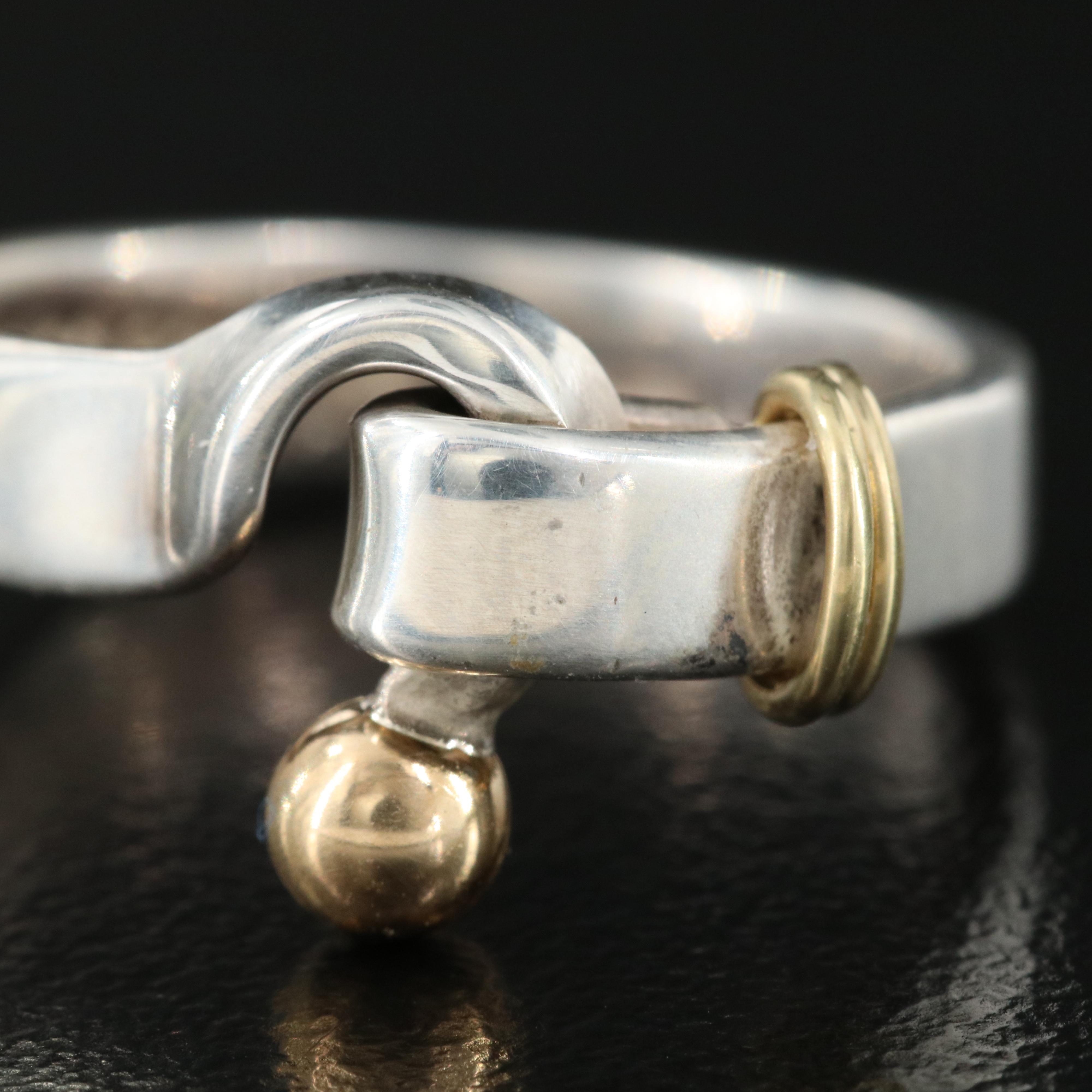 Tiffany & Co. Sterling Hook and Eye Ring with 18K Accents