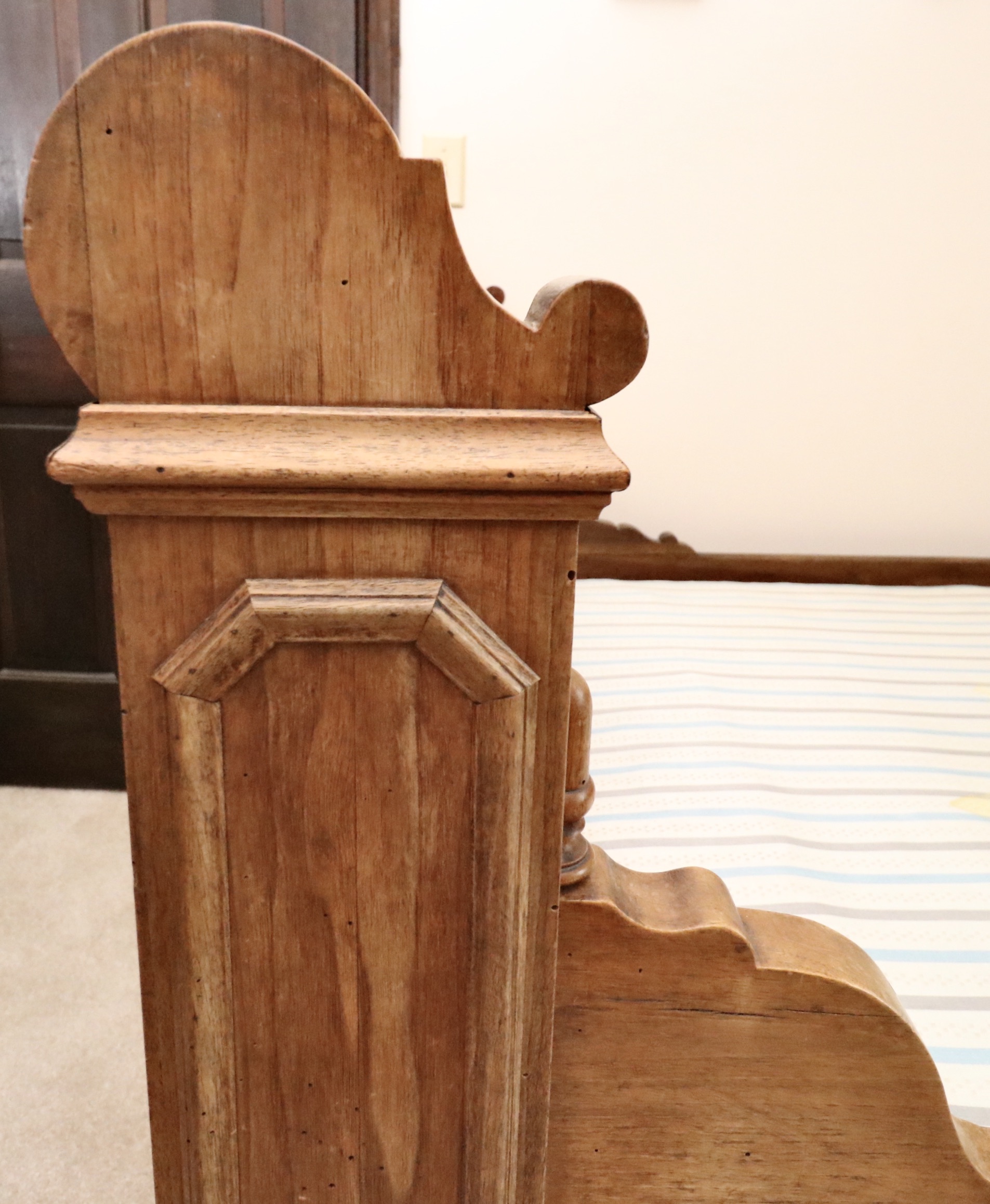 Three Quarter Size Louis Philippe Walnut Lit en Bateau, c 1850s