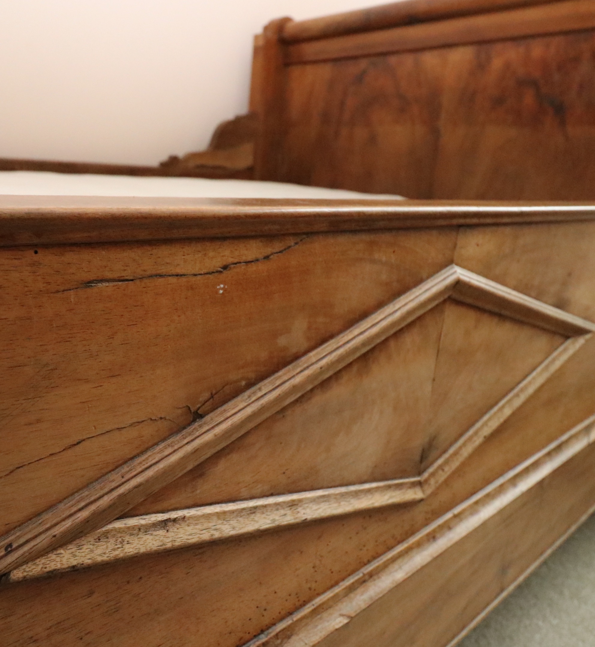 Three Quarter Size Louis Philippe Walnut Lit en Bateau, c 1850s