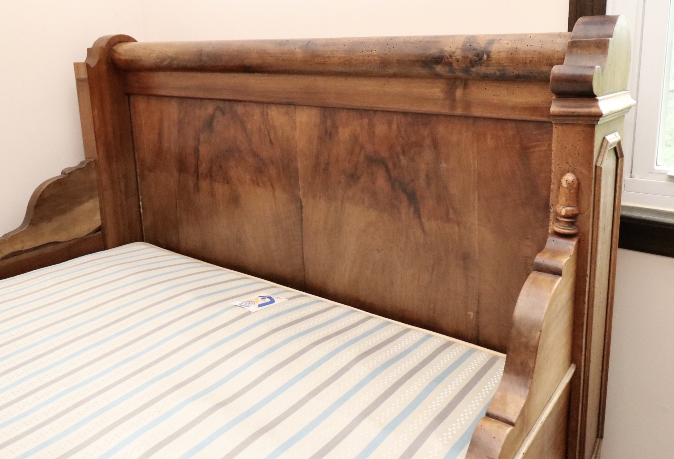 Three Quarter Size Louis Philippe Walnut Lit en Bateau, c 1850s