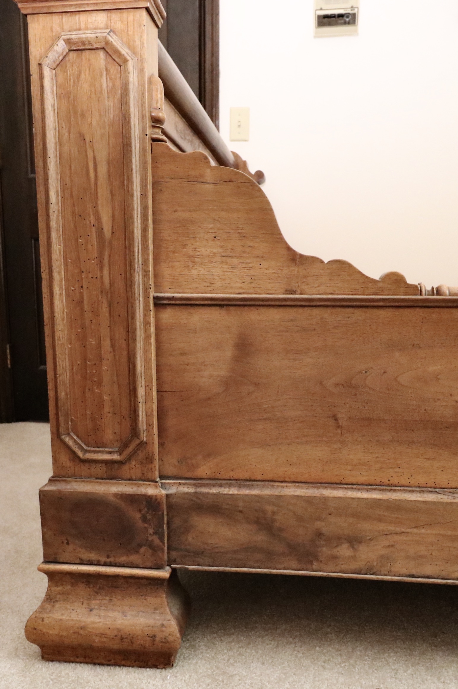 Three Quarter Size Louis Philippe Walnut Lit en Bateau, c 1850s