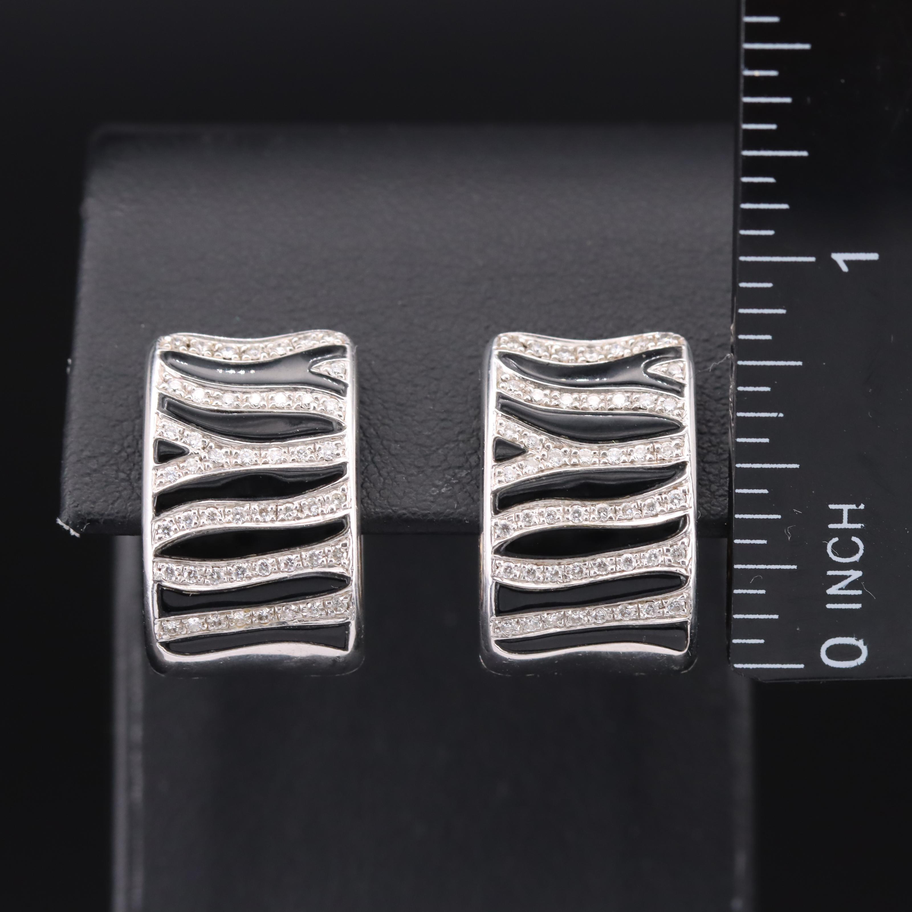 Roberto Coin "Animalier" 18K Diamond and Enamel Zebra Earrings
