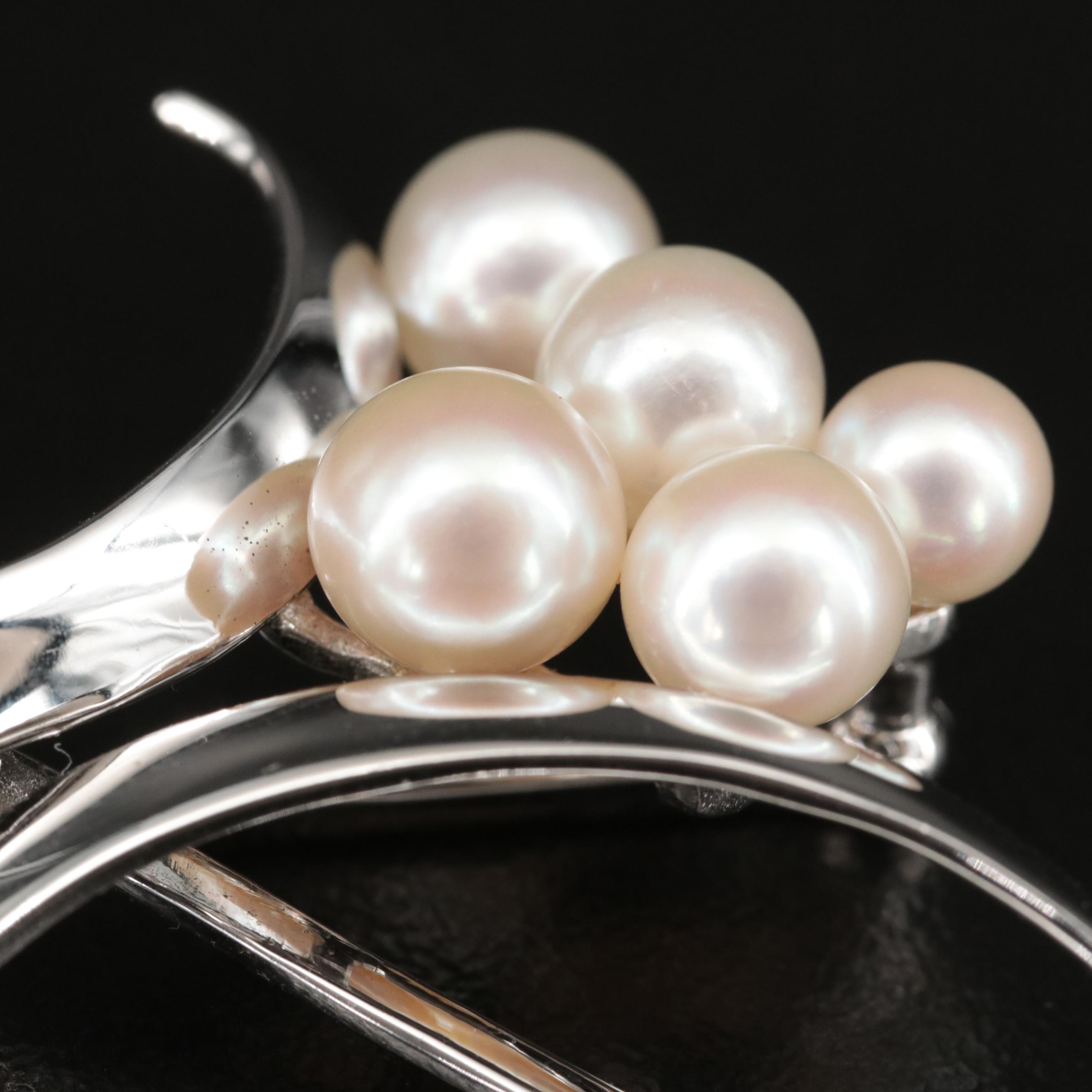 Mikimoto Sterling Pearl Brooch