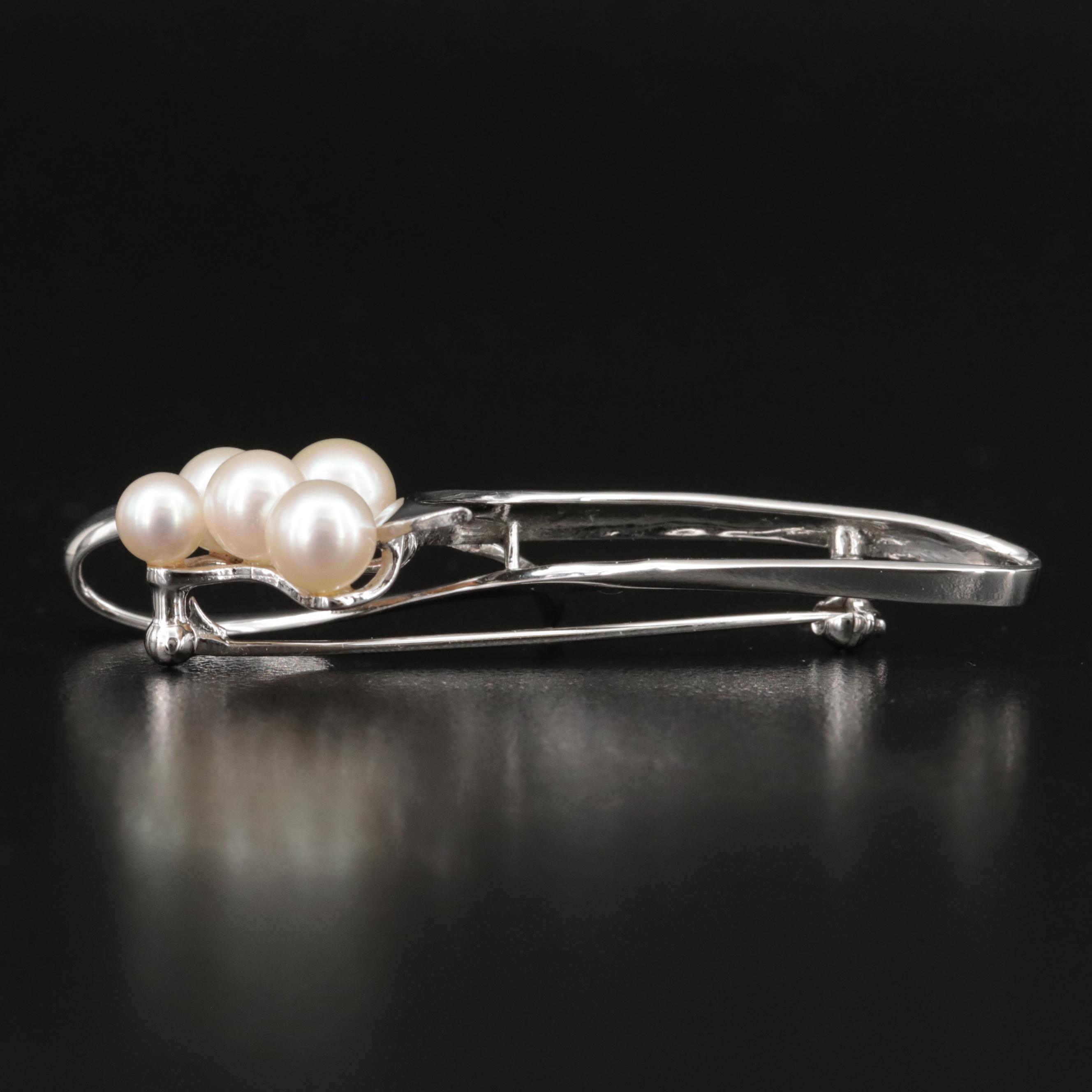 Mikimoto Sterling Pearl Brooch
