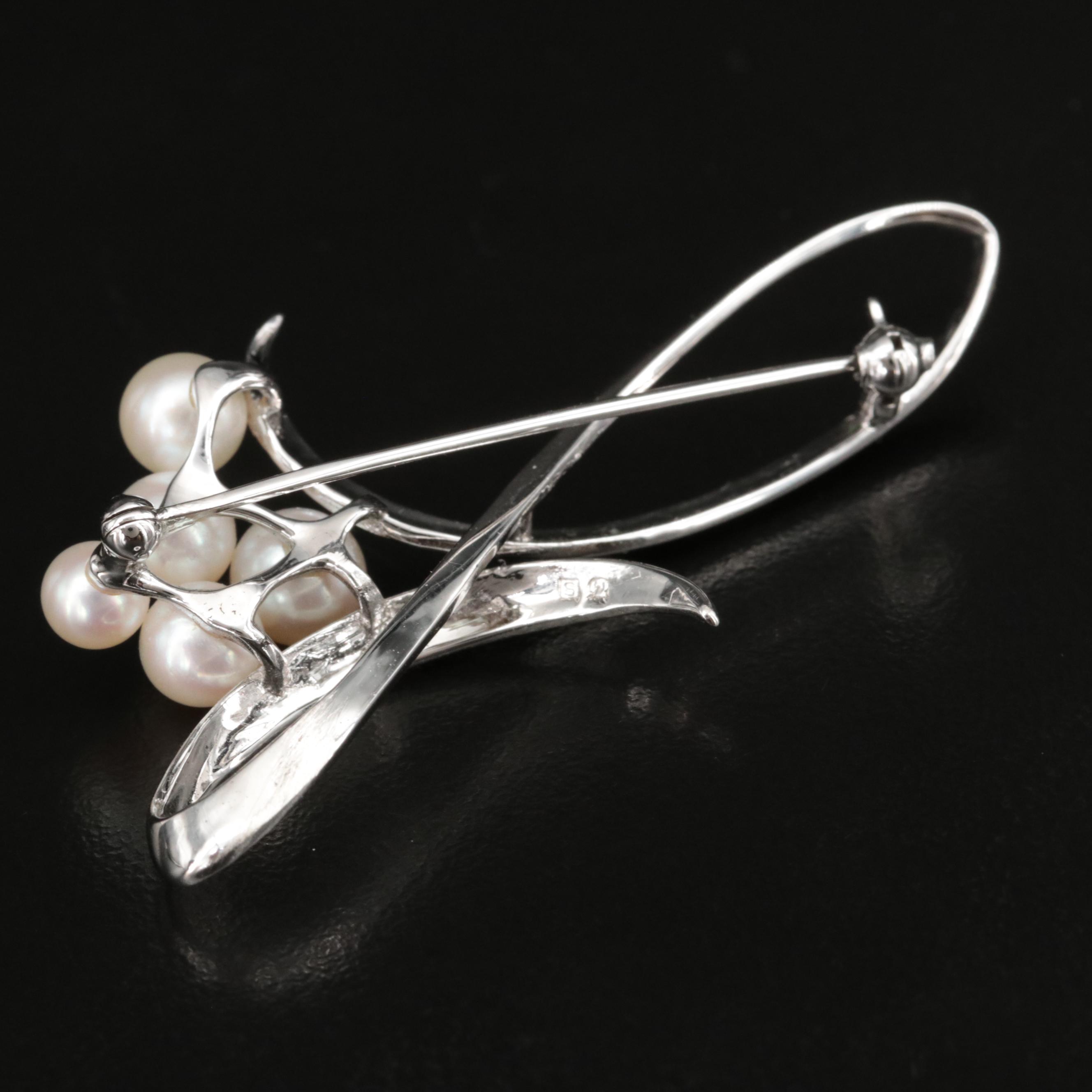Mikimoto Sterling Pearl Brooch