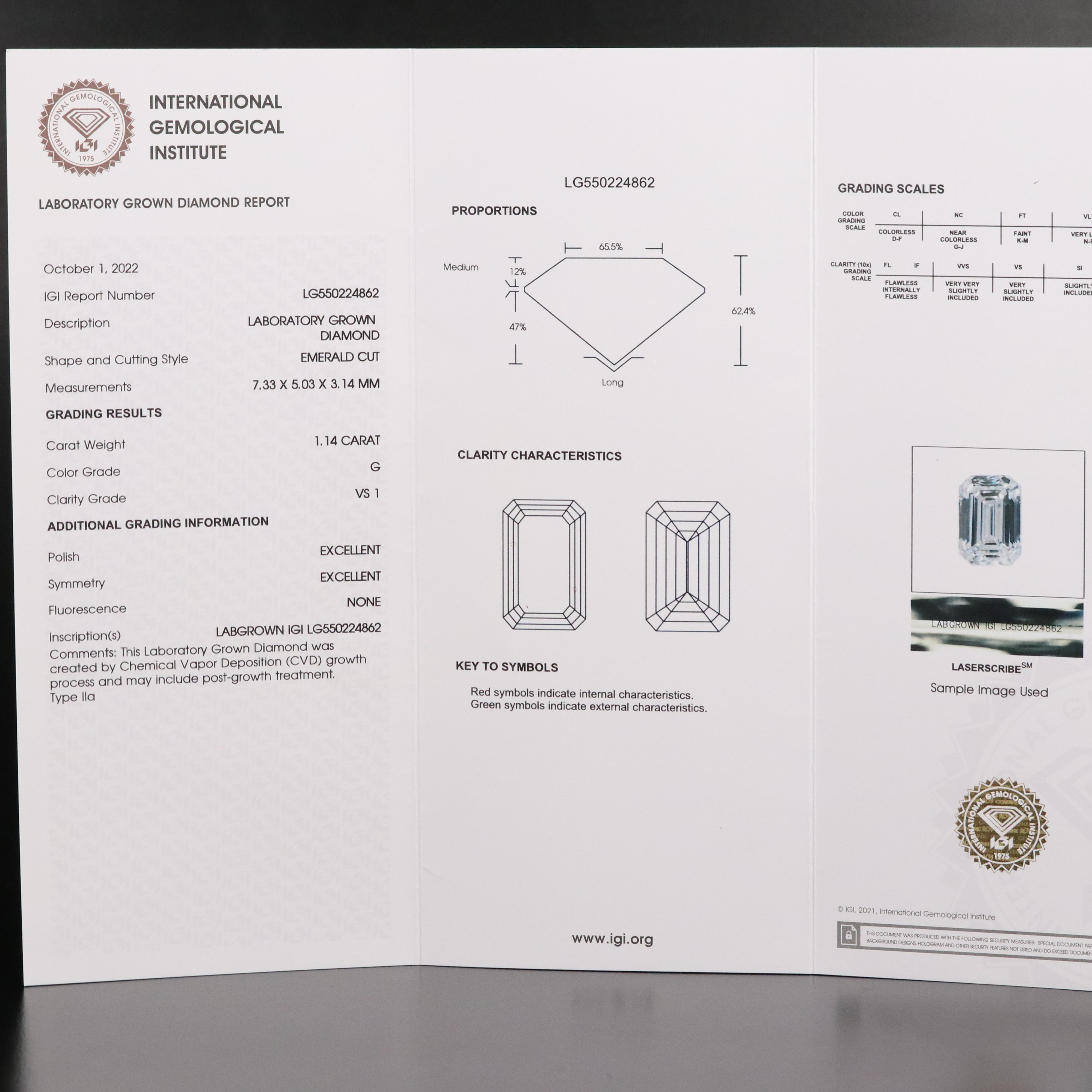 Platinum 5.33 CTW Lab Grown Diamond Ring with IGI Reports