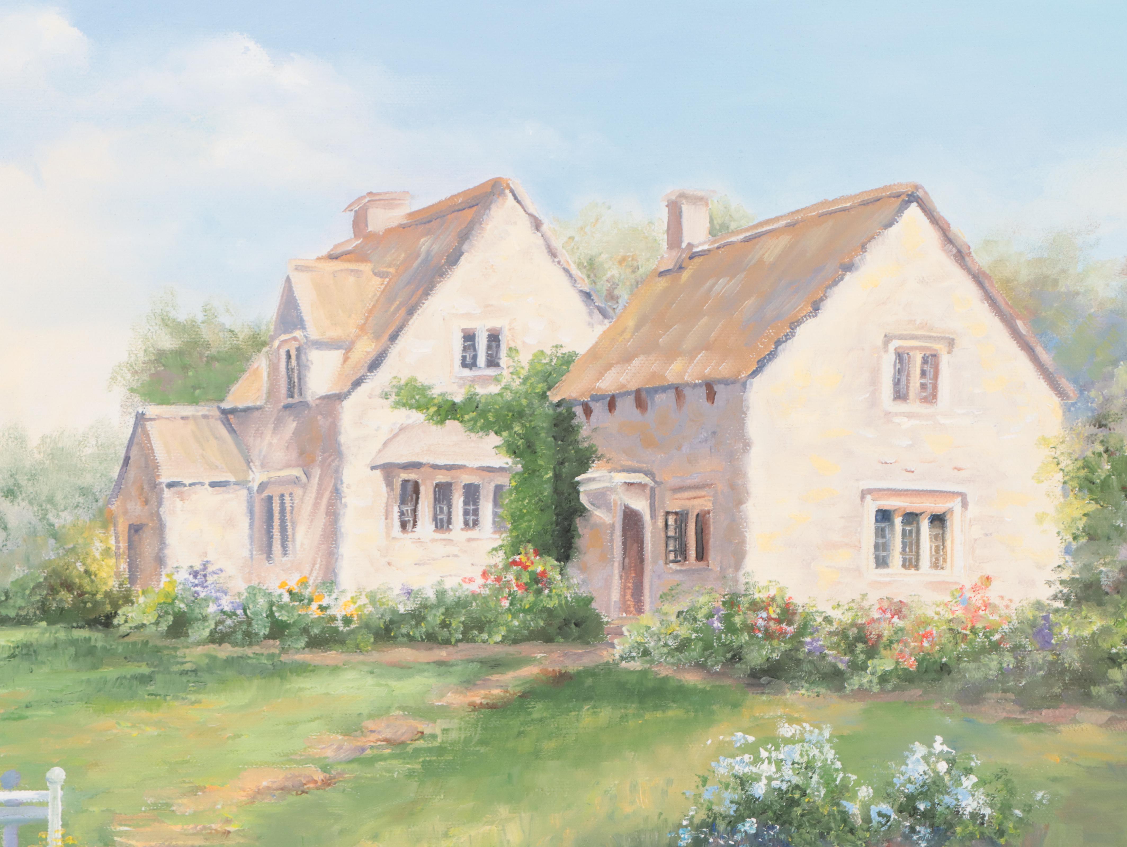 Landscape Oil Painting of House by Creek