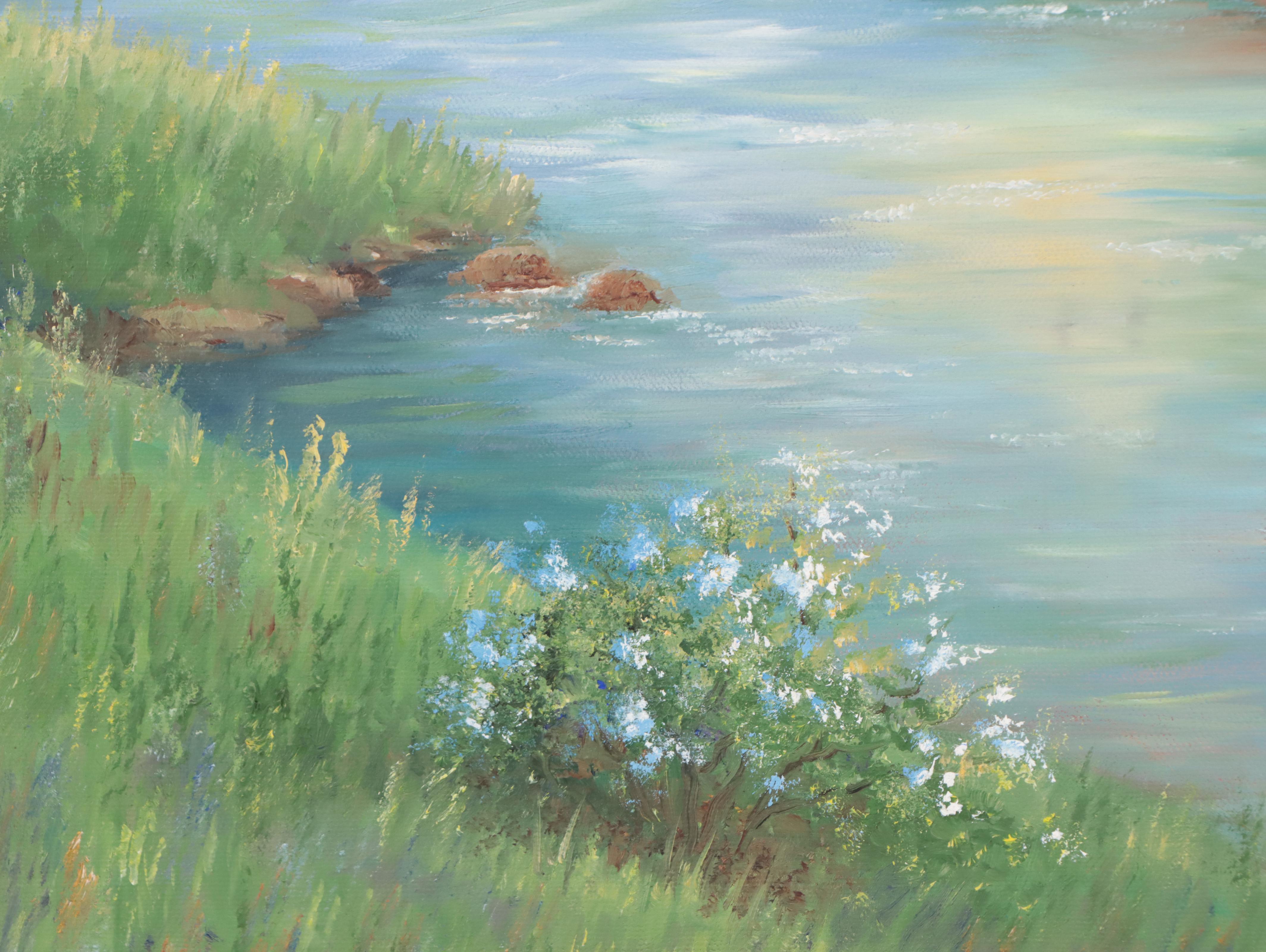 Landscape Oil Painting of House by Creek