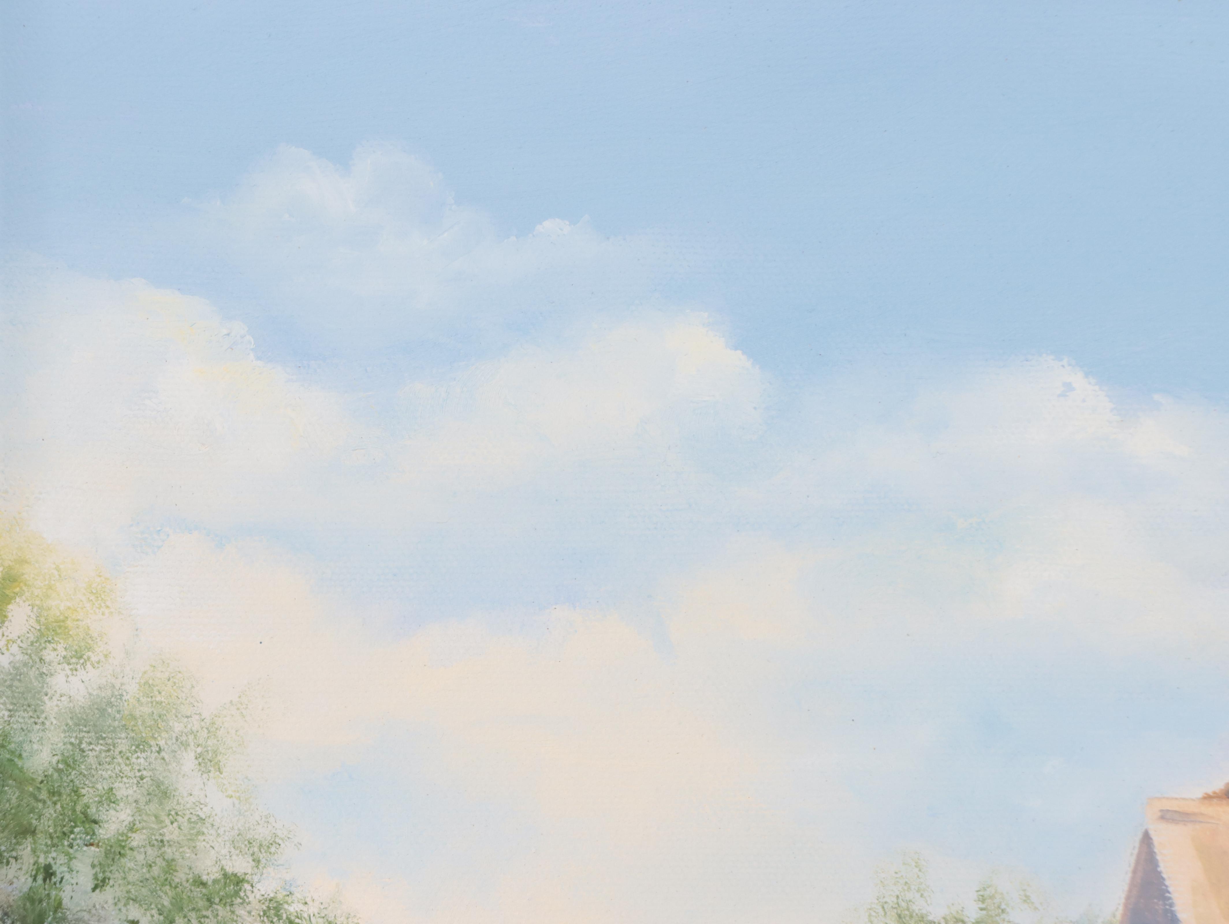 Landscape Oil Painting of House by Creek