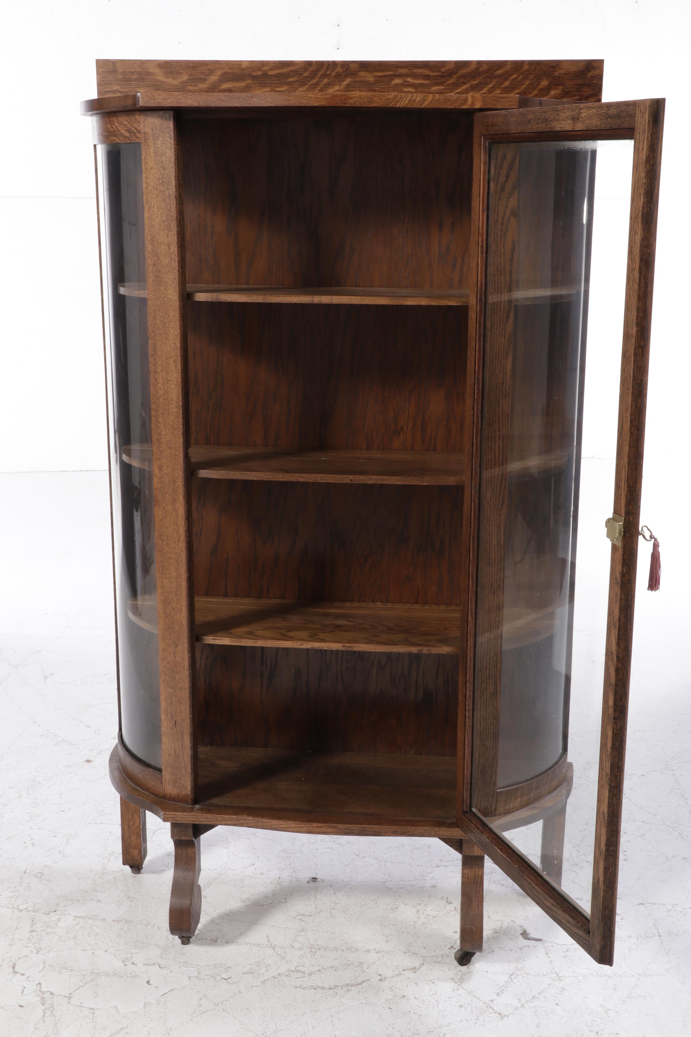 Ebert Furniture Empire Revival Oak China Cabinet, Early 20th Century