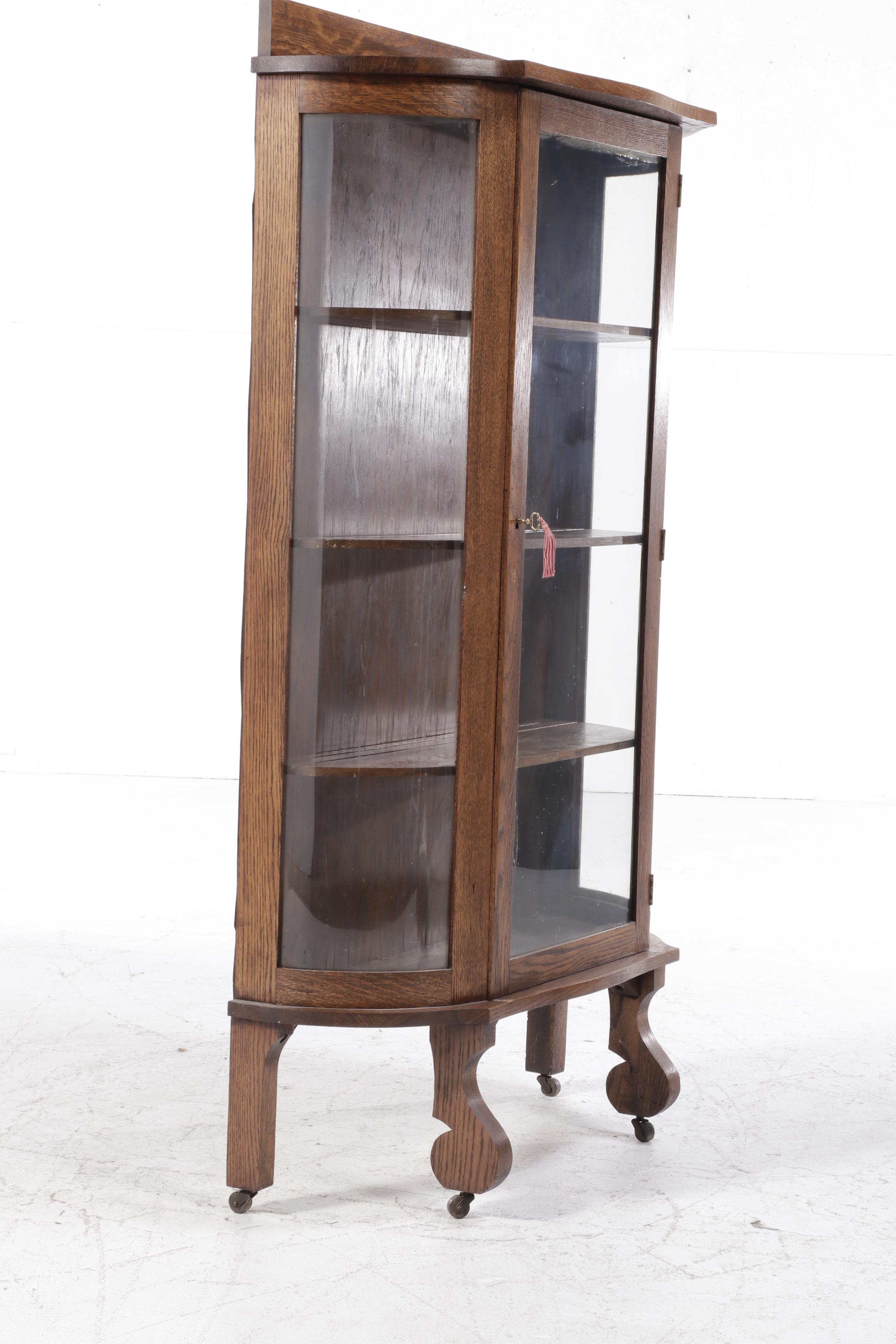 Ebert Furniture Empire Revival Oak China Cabinet, Early 20th Century