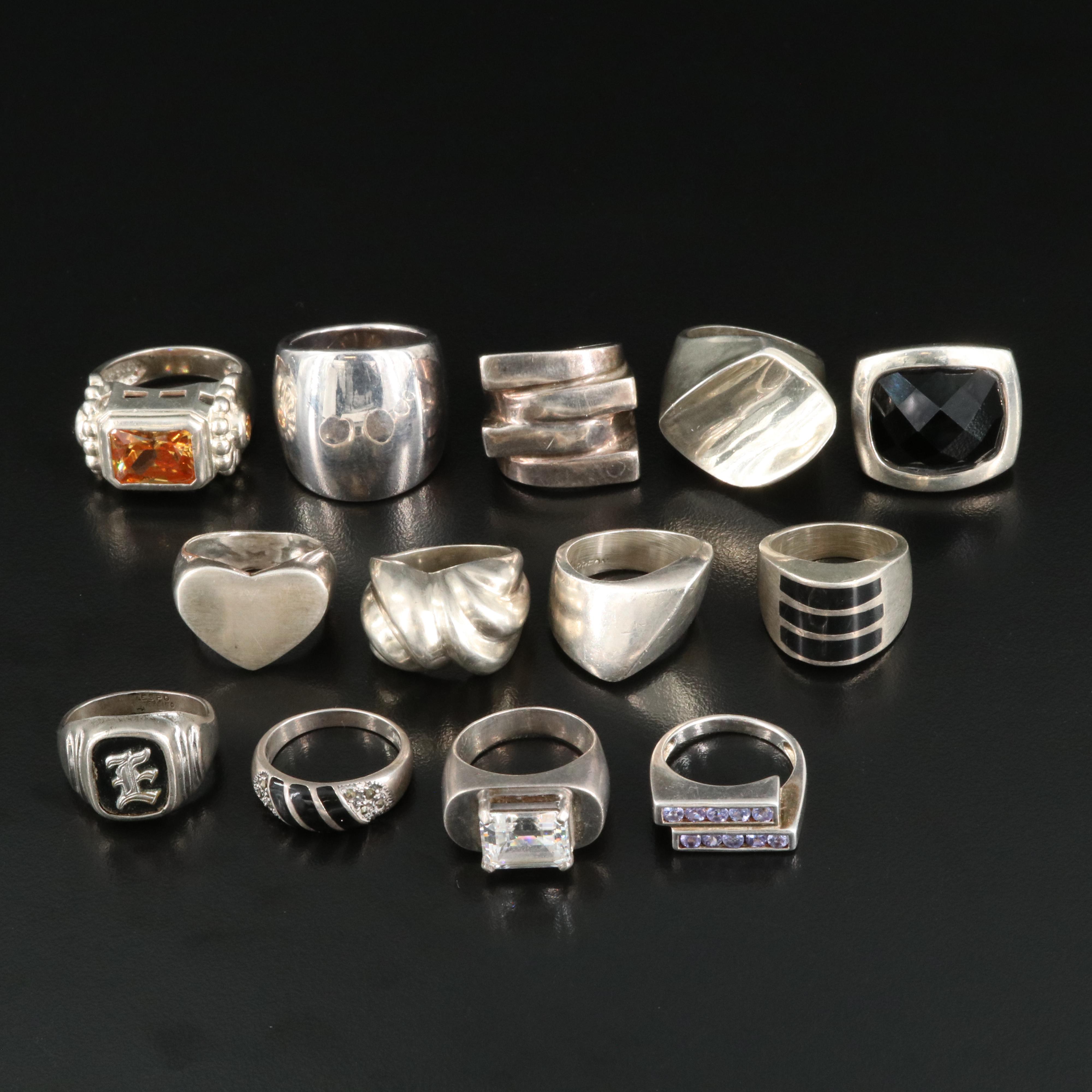 Sterling Ring Collection Including Mexican and Vintage Rings